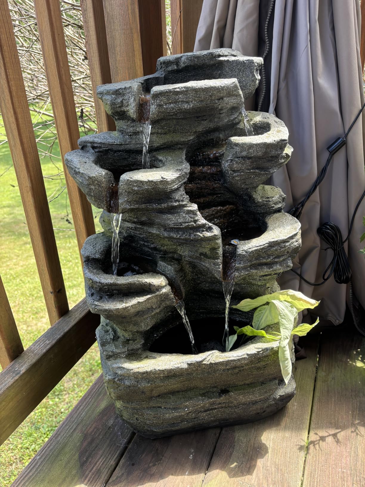 Bumilgar 6 Tier Cascading Rock Solar Water Fountain Outdoor Garden Waterfall Decor for Garden, Patio, Backyard, Deck, Porch and Home Art Decor,24.4