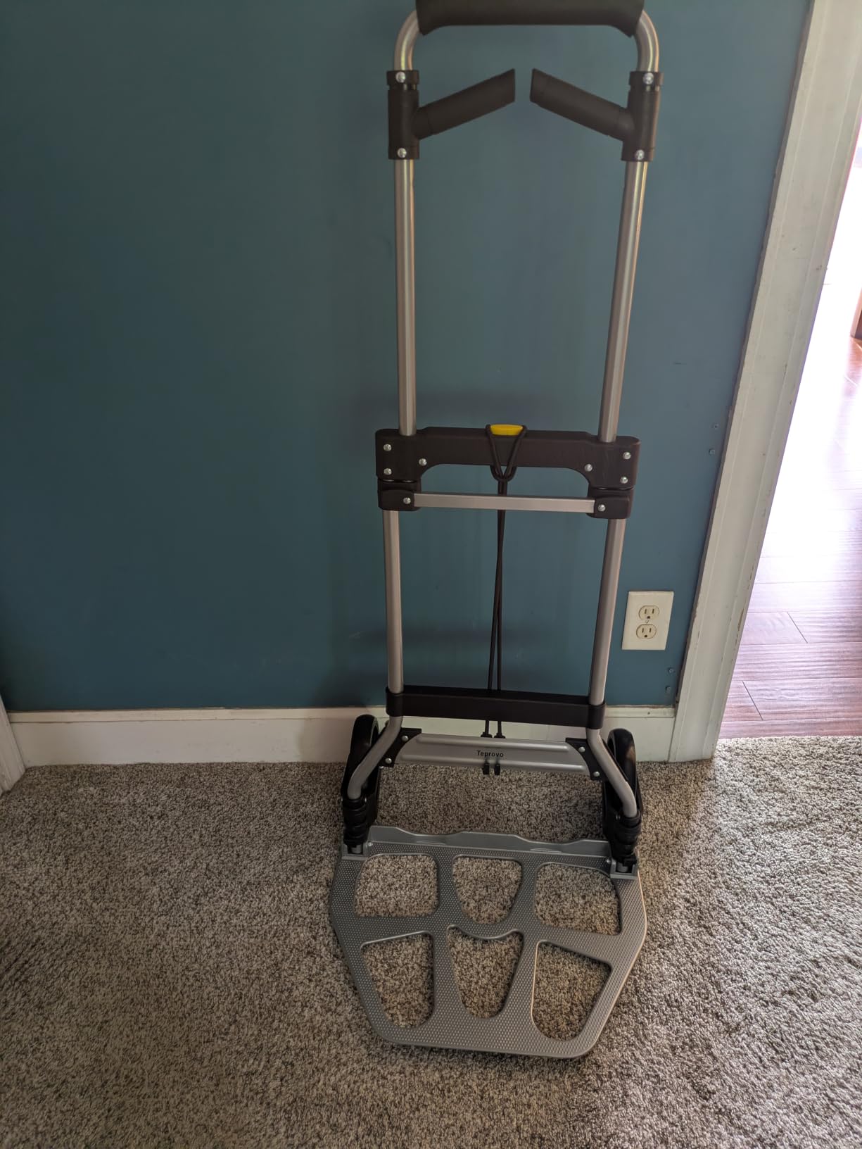 Teprovo Folding Hand Truck Dolly Cart, 340LB Capacity Portable Aluminum Dolly Cart with Telescoping Handle and 7 Inch Rubber Wheels for Moving,Shopping,Travel,Office Use customer photo 1