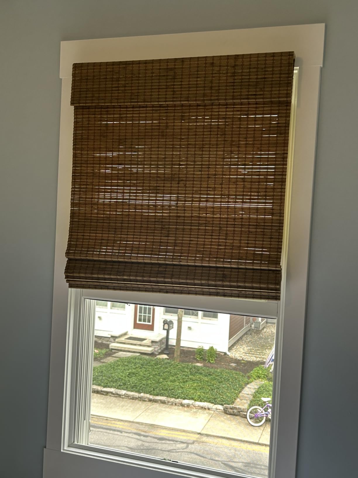 LazBlinds Cordless Bamboo Roman Shades, 34.5x48, Highfield Teak | Privacy Blinds for Interior Windows, Room Darkening Roll Up Bamboo Blinds for Home & Patio customer photo 1