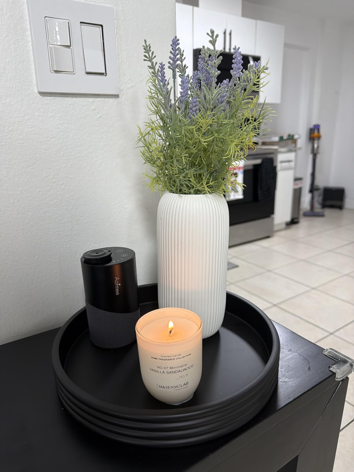 Ceramic Vase for Flowers - Modern Small Ribbed Textured Flower Vase for Home Decor, Pampas Grass, Decorative, Farmhouse, Coffee Table, Kitchen Centerpieces, Bookshelf and Home Living (White) customer photo 2