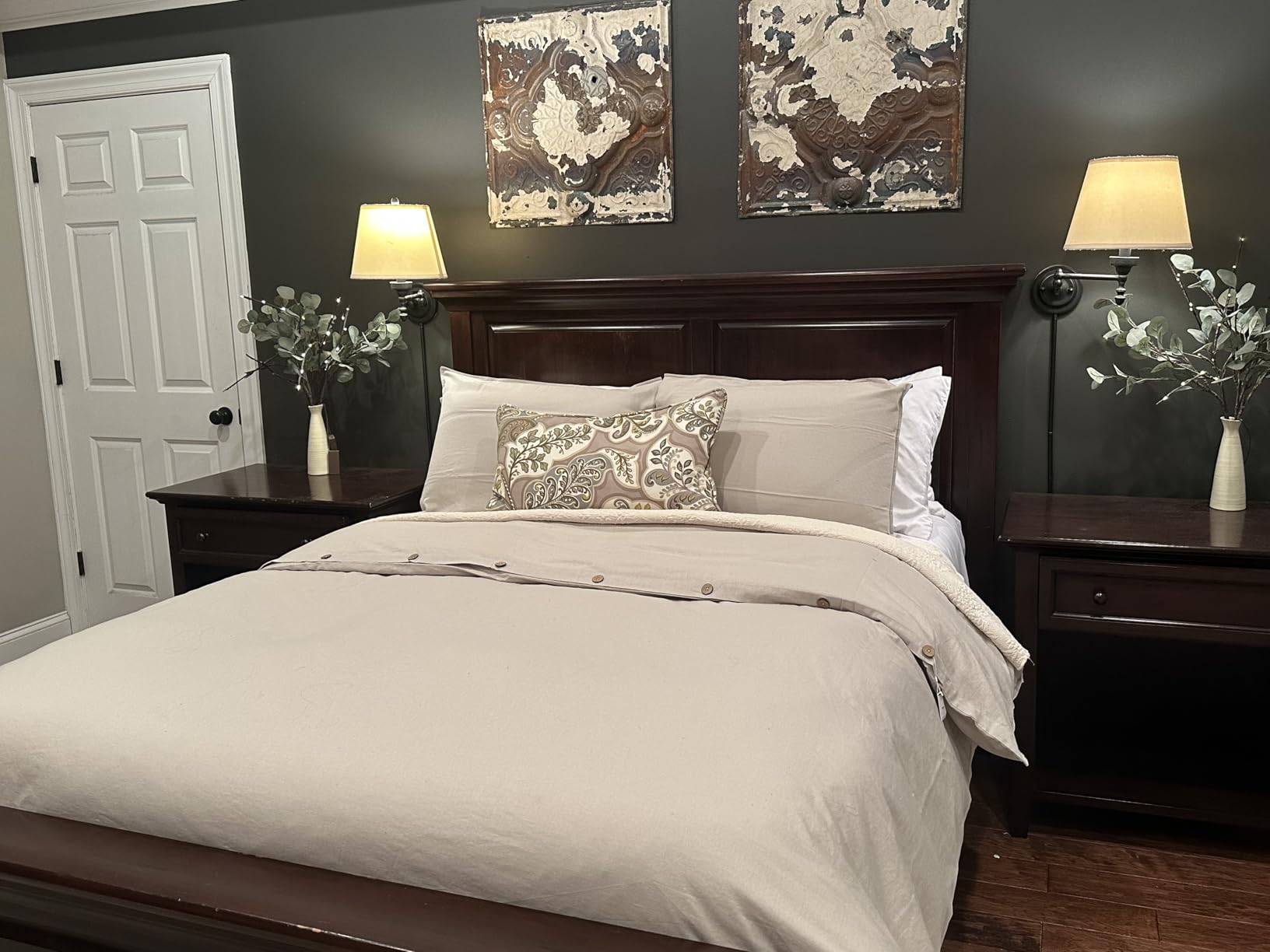 Bedsure PureWoven Linen Duvet Cover Queen, Linen Cotton Blend, Linen Color | Pre-Washed Cooling Duvet Cover for Hot Sleepers, Breathable, Moisture-Wicking, Button Closure & Corner Ties, All-Season customer photo 2