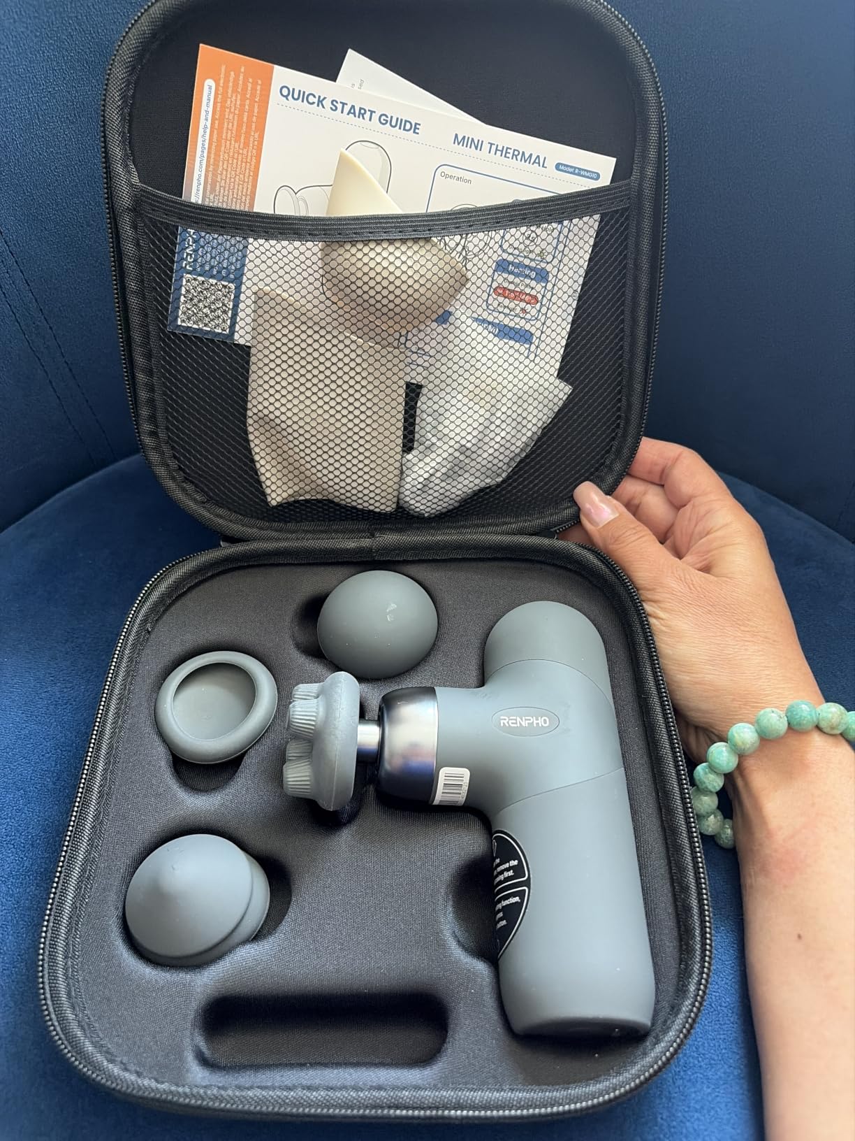 RENPHO Mini Thermal Massage Gun with Heat, Portable Deep Tissue Percussion Massager with 4 Heads for Neck & Back Comfort, Ultra-Quiet for Home, Office & Travel, Carry Case, Gifts for Men Women customer photo 1