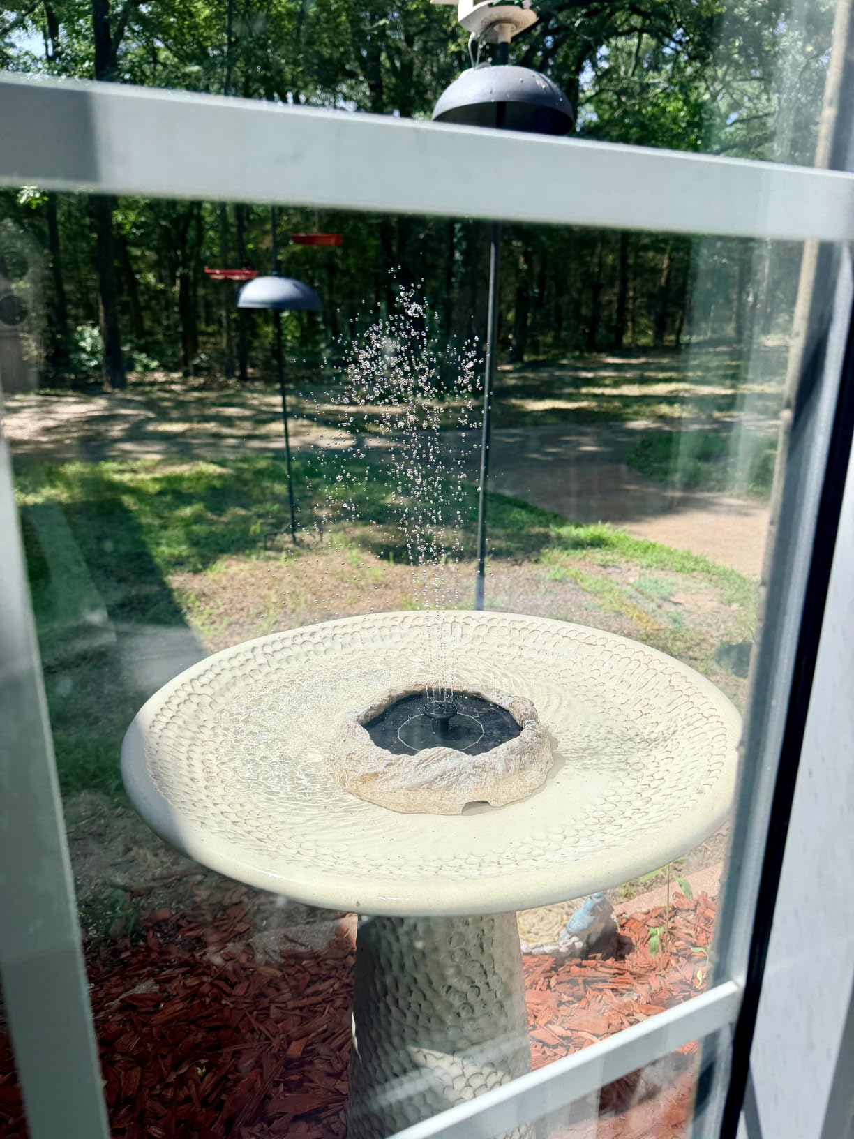 SAC SMARTEN ARTS Solar Fountain for Bird Bath with Solar Panel Resin Granite Rock Solar Water Fountain Pump for Bird Bath Outdoor Hummingbird Birdbath Fish Tank Pond with 5 Nozzles customer photo 1