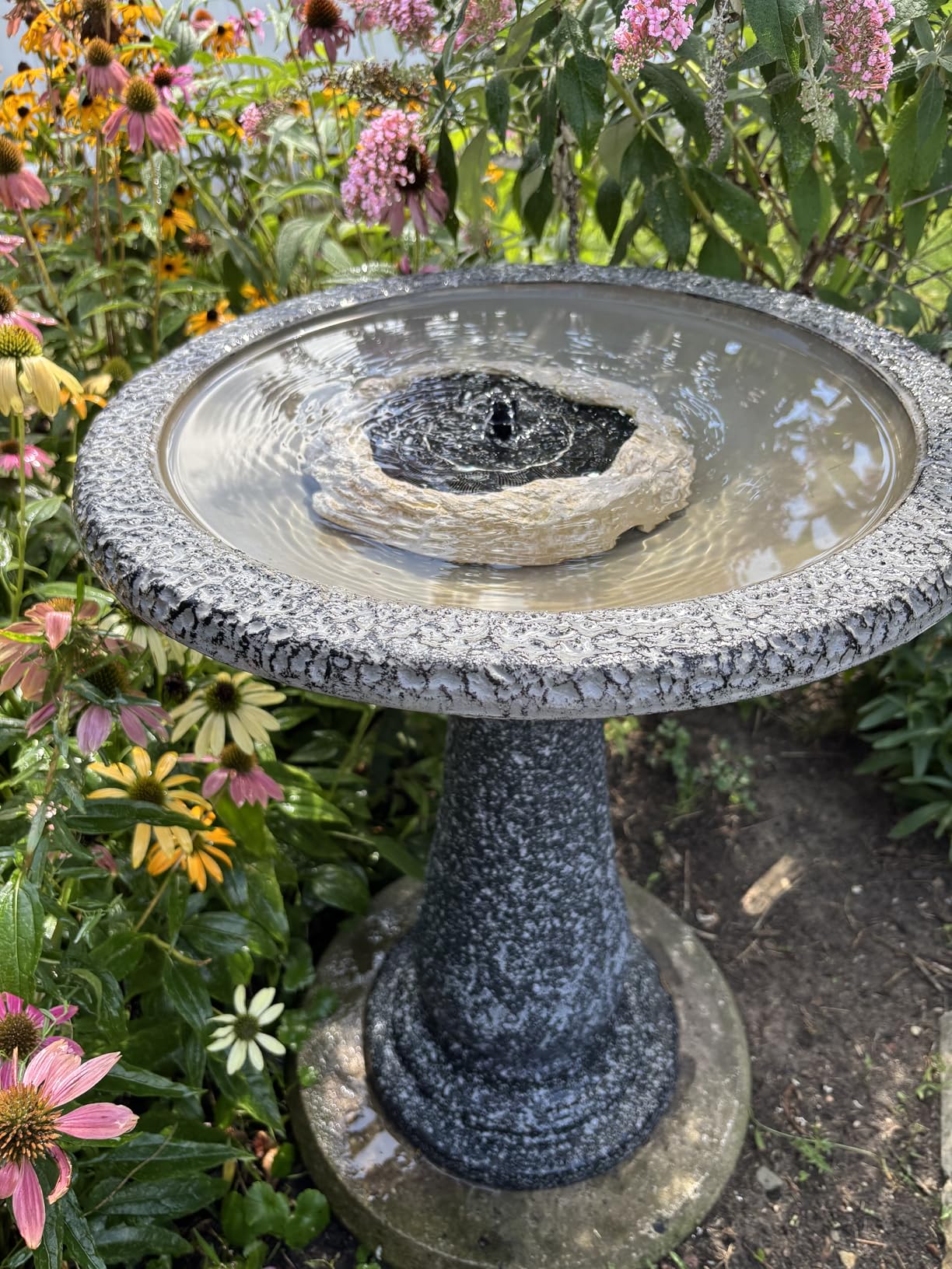 SAC SMARTEN ARTS Solar Fountain for Bird Bath with Solar Panel Resin Granite Rock Solar Water Fountain Pump for Bird Bath Outdoor Hummingbird Birdbath Fish Tank Pond with 5 Nozzles customer photo 2