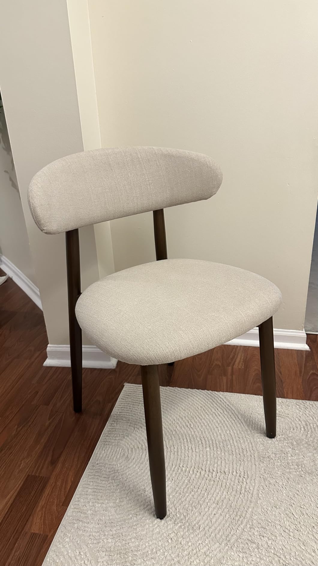COLAMY Wooden Dining Chairs Set of 4, Modern Fabric Upholstered Kitchen Side Chairs, Farmhouse Dining Room Chair with Foot Pegs, Beige customer photo 1