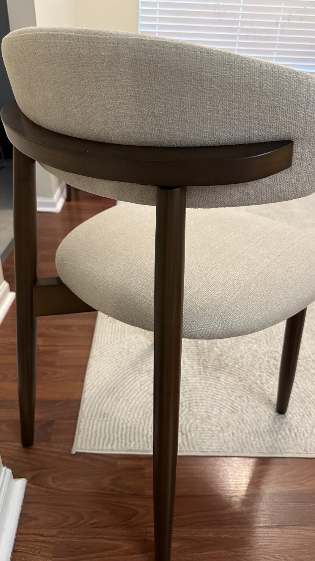 COLAMY Wooden Dining Chairs Set of 4, Modern Fabric Upholstered Kitchen Side Chairs, Farmhouse Dining Room Chair with Foot Pegs, Beige customer photo 2