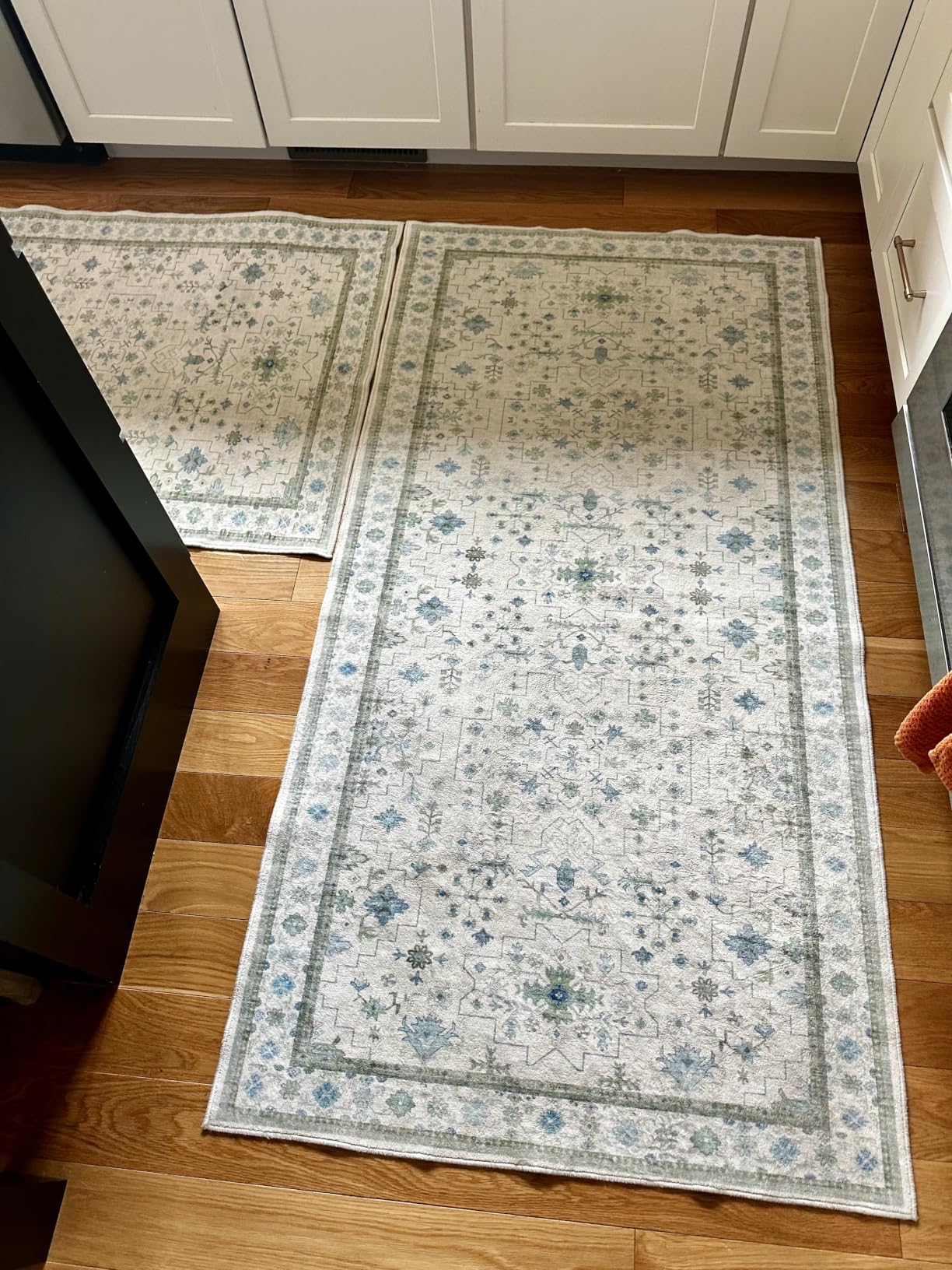 Black Washable 2x3 Entry Rug, Small Rugs for Entryway Kitchen Bathroom Door Mat Indoor Entrance, Non Slip Rubber Backing, Stain & Fade Resistant, Ashen Charcoal Floral Farmhouse Decor customer photo 1