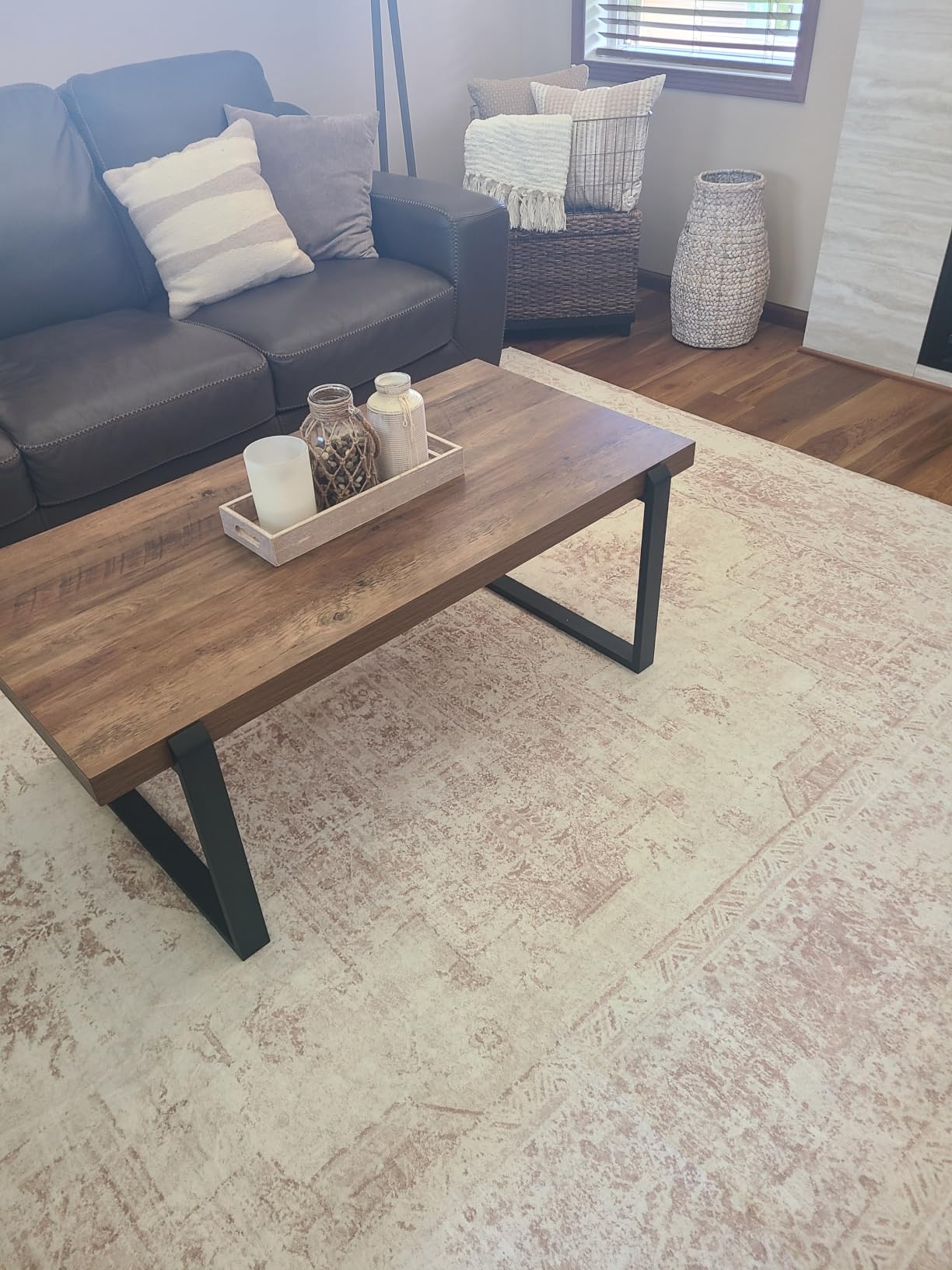 XLUEZ Area Rug 9x12 Living Room Rug, Machine Washable Vintage Distressed Medallion Rug Non-Slip Soft Low Pile Large Indoor Rugs for Bedroom Kitchen Dining Room Office(Beige,9'x12') customer photo 2
