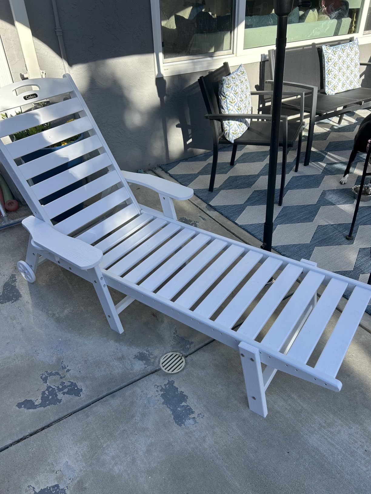 Oversized Outdoor Chaise Lounge Chair, HDPE Patio Chair with Wheels | Oversized outdoor HDPE chaise lounge with wheels & cup holder, 5 adjustable position, UV-resistant for patio, pool & backyard customer photo 1