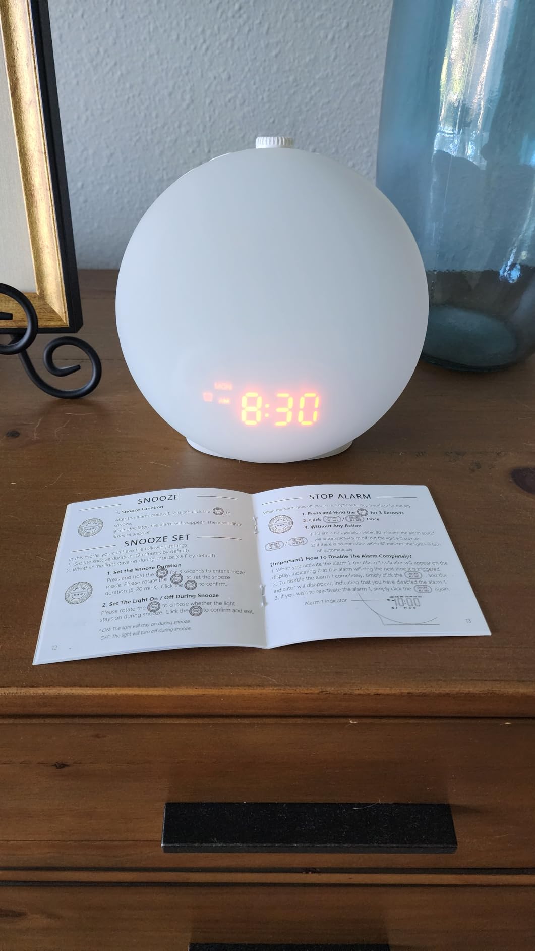 JALL Sunrise Alarm Clock White Noise Machine with 25 Nature Sleep Sounds, Fully Dimmable Clock for Bedrooms, Heavy Sleepers, 17 Light Modes, Bluetooth Speaker customer photo 1