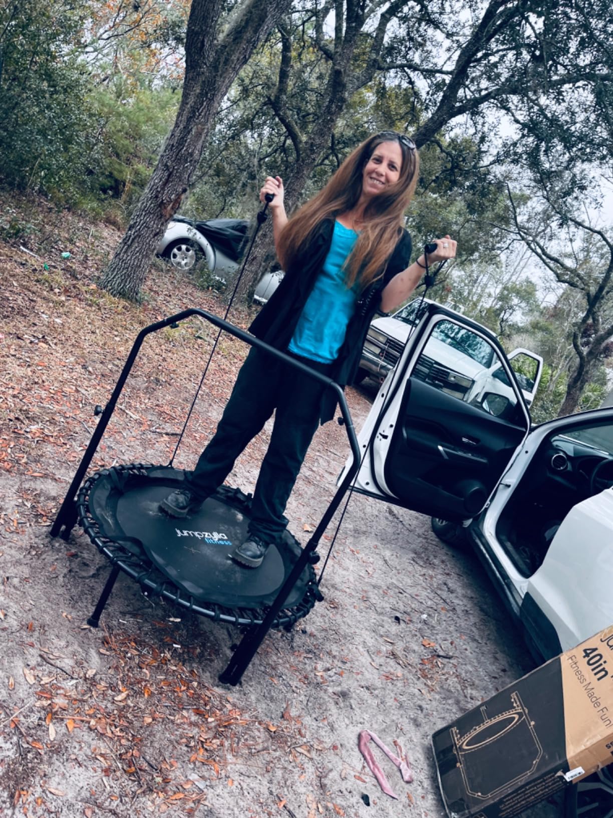 Mini Rebounder Trampoline for Adults, Fitness Trampoline with Bar - 450/550 lbs Exercise Trampoline with Adjustable Handle, 40/48 in for Indoor/Outdoor Workouts customer photo 1
