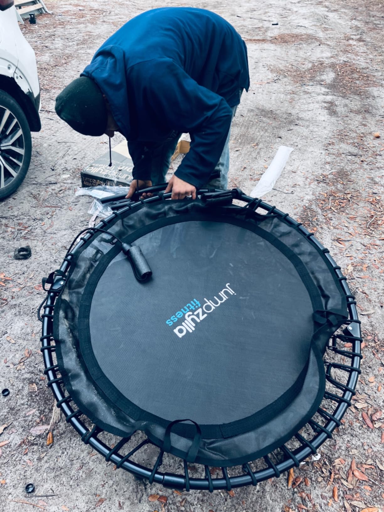 Mini Rebounder Trampoline for Adults, Fitness Trampoline with Bar - 450/550 lbs Exercise Trampoline with Adjustable Handle, 40/48 in for Indoor/Outdoor Workouts customer photo 2
