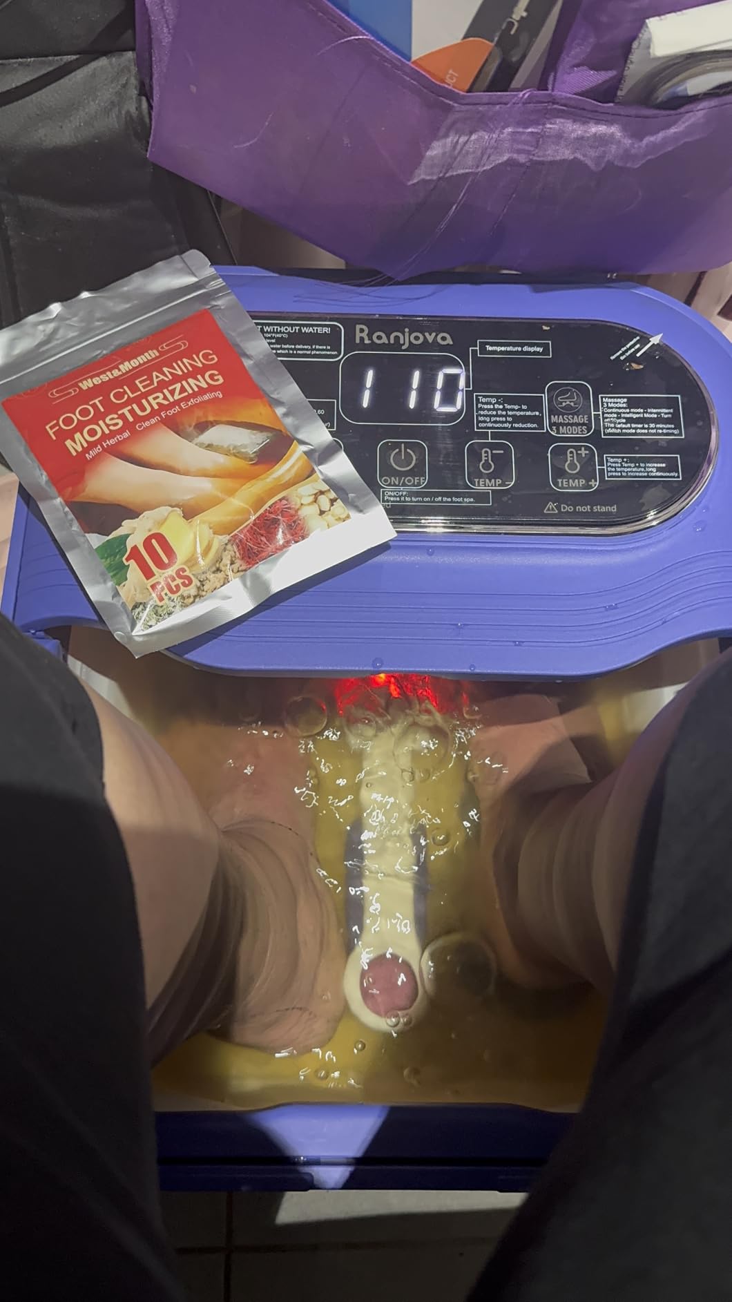 Ranjova Collapsible Foot Spa Electric Rotary Massage, Foot Bath with Heat, Bubble,Temp Control, and 24 Motorized Shiatsu Massage Balls, Pedicure Foot Spa Tub for Stress Relief (Black) customer photo 2
