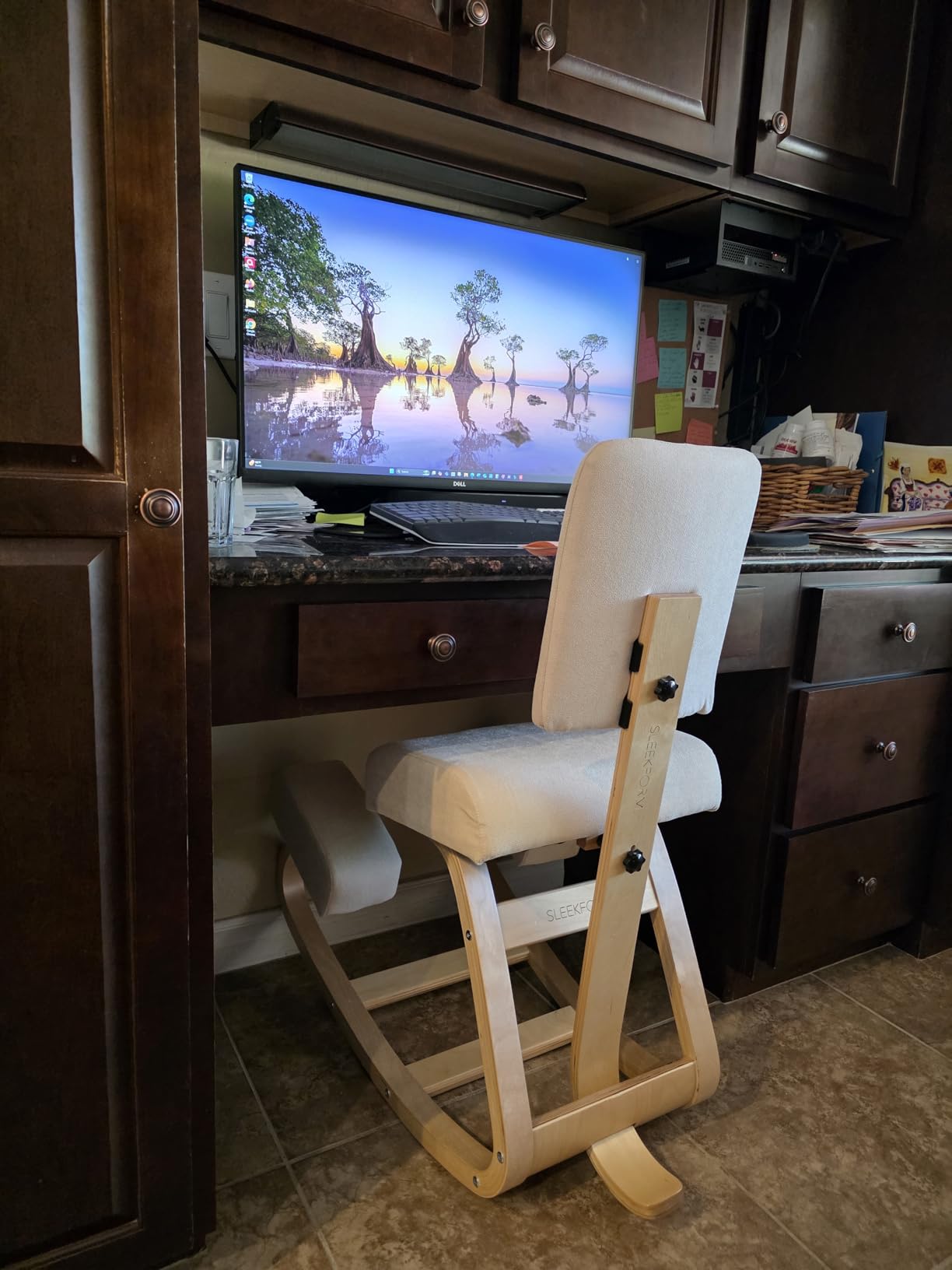 East Austin Kneeling Chair with Back Support - Boucle, Natural | Boucle & Wood Construction, Back Pain Relief, For Desk & Leg Circulation, Ergonomic Posture Chair customer photo 1