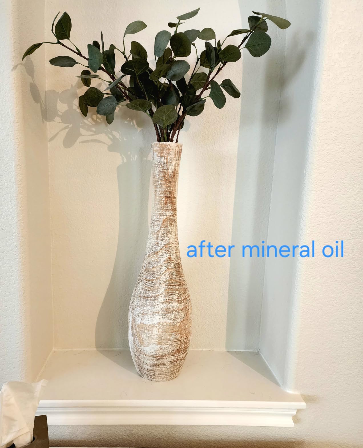 Hanobe Wood Tall Floor Vase: 22 Inch Slender Beige Boho Vase for Pampas Grass - Decorative Large Vases for Farmhouse Living Room Corner Entryway Fireplace Home Decor customer photo 1
