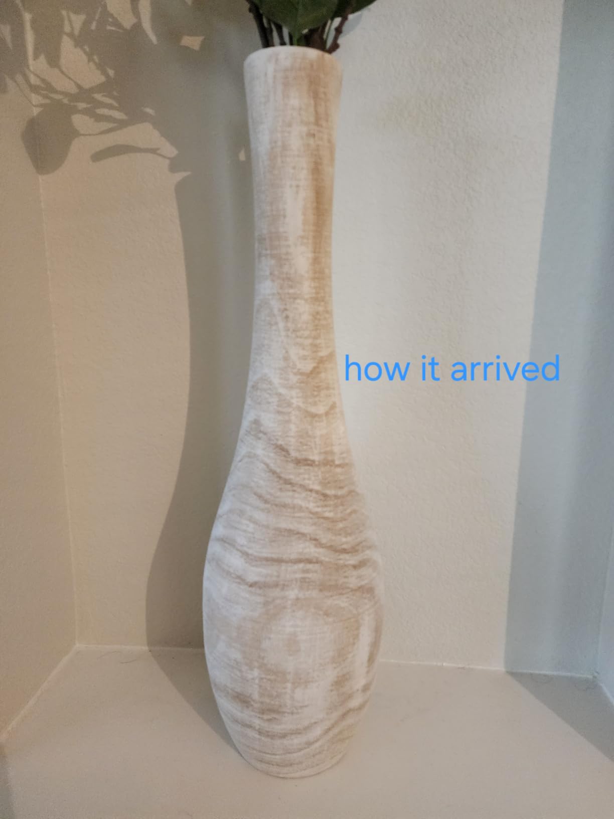 Hanobe Wood Tall Floor Vase: 22 Inch Slender Beige Boho Vase for Pampas Grass - Decorative Large Vases for Farmhouse Living Room Corner Entryway Fireplace Home Decor customer photo 2