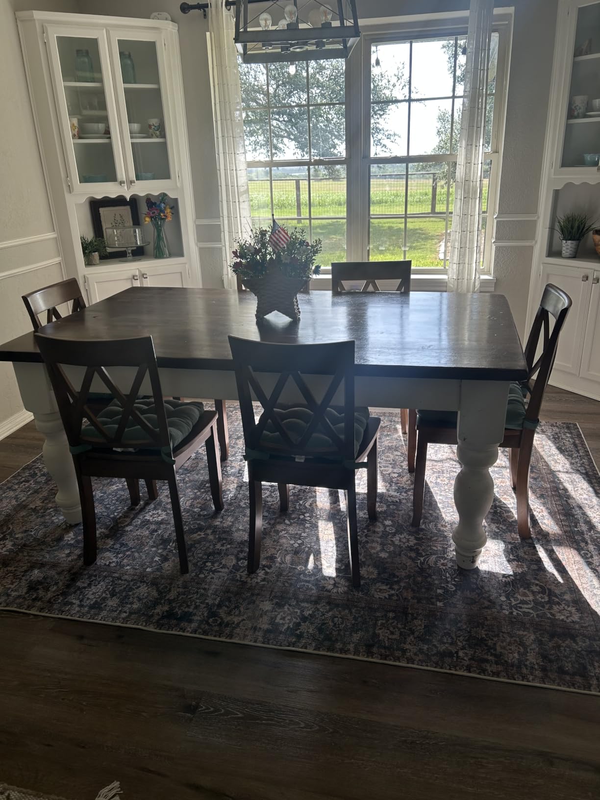 DUHOME Wood Dining Chairs Set of 4, Farmhouse Cross Back Solid Wood Kitchen Chairs, Vintage Walnut Finished Armless Dining Chairs for Home Kitchen, Breakfast Nook, Dining Room and Bistro customer photo 1