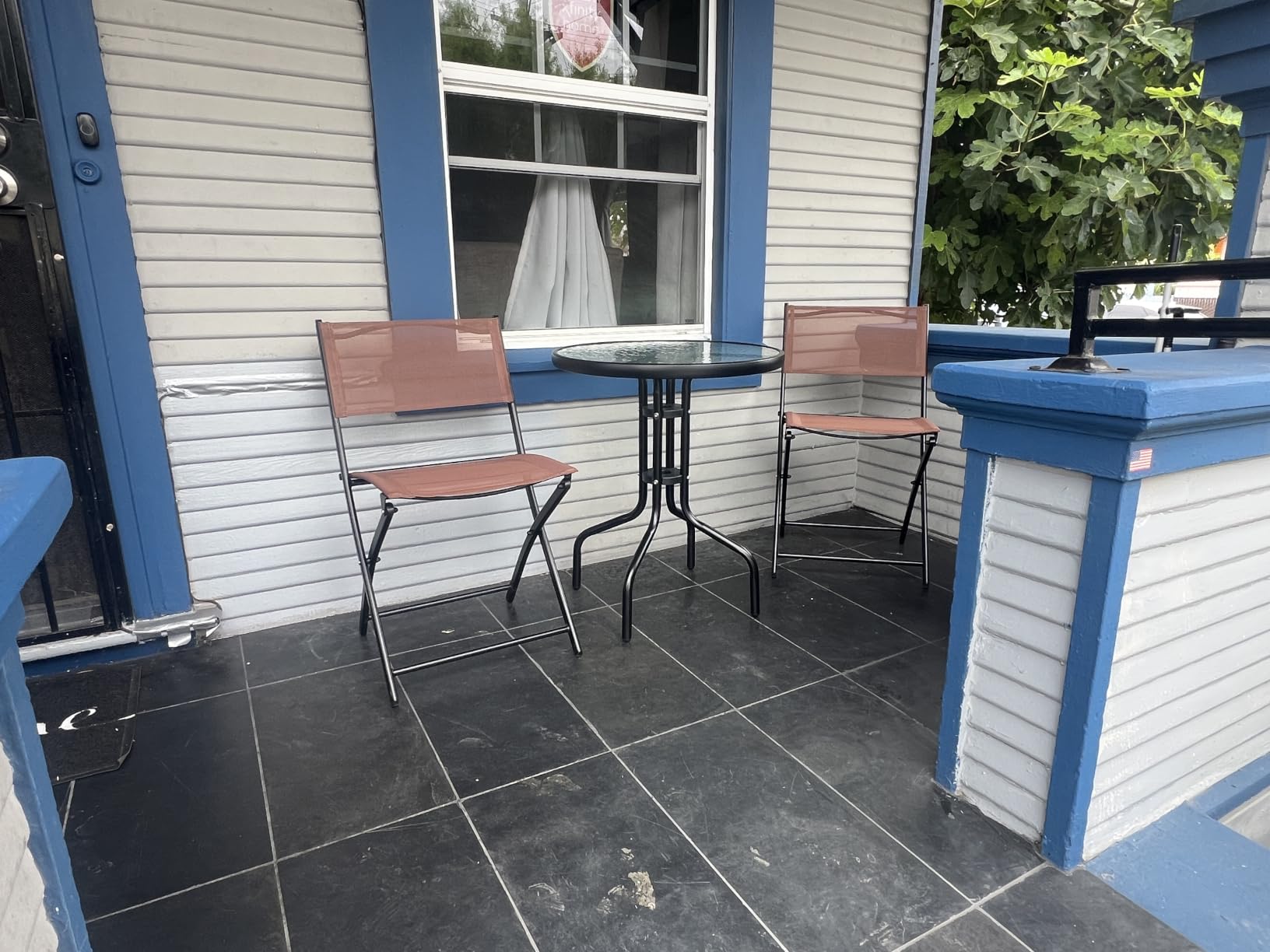 Best Choice Products 3-Piece Patio Bistro Dining Furniture Set w/Textured Glass Tabletop, 2 Steel Folding Chairs, Polyester Fabric - Brown customer photo 1