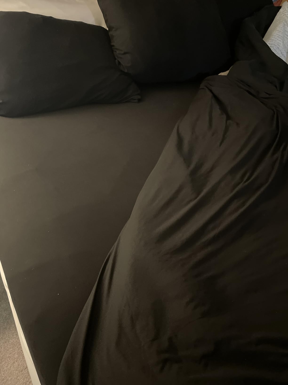 BYSURE Jersey Knit King Size Sheets Set 6 Pieces, Stretch Super Soft and Wrinkle-Free Bed Sheets, Spandex Blend with 18-inch Deep Pocket, Cream customer photo 2
