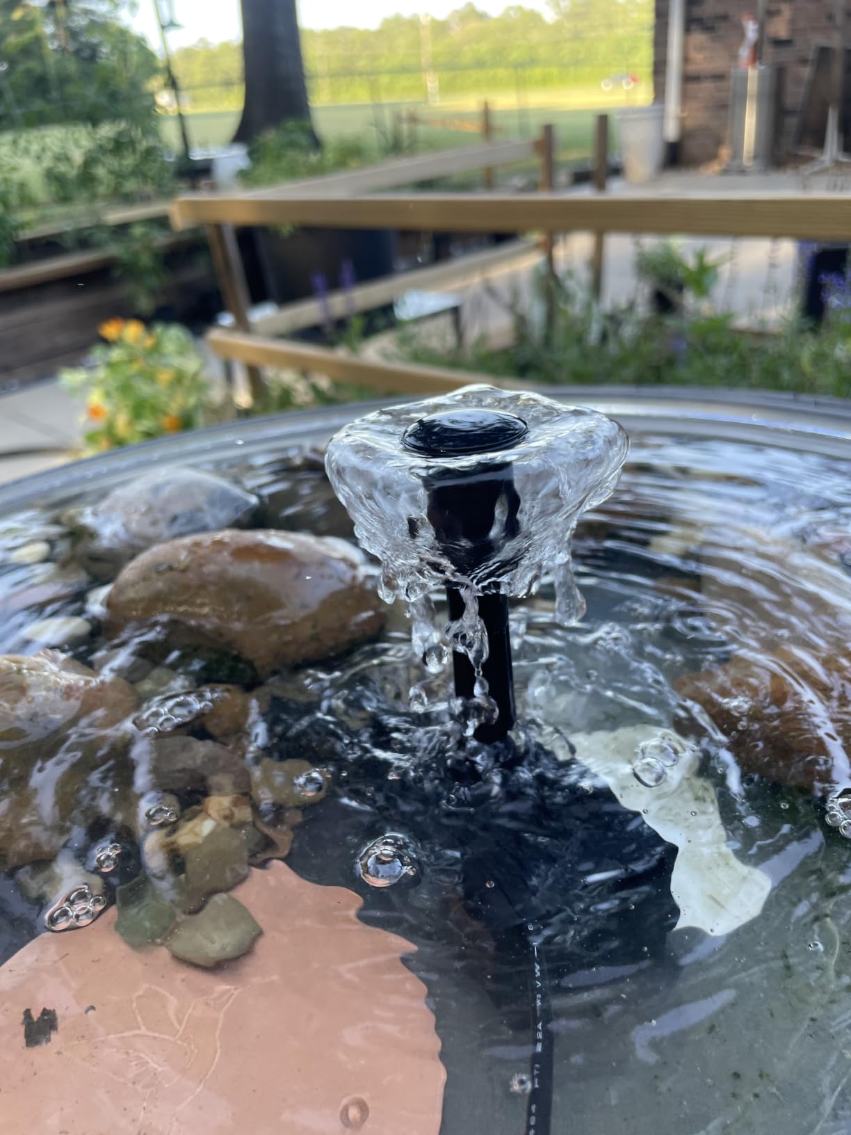 POPOSOAP 6.5W Solar Fountain Pump for Bird Bath Built-in 3000mAh Battery Backup, DIY Solar Water Fountain with Double-Layer Nozzles & Dry-Run Protection 5Ft Tubing for Ponds, Bird Bath, Water Features customer photo 1