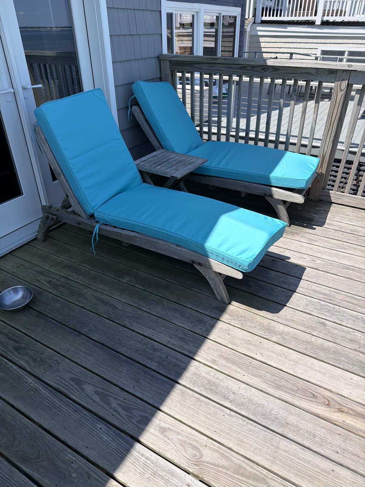 Summsun Chaise Lounge Cushions Outdoor Set of 2, 72 x 21 x 3 Inch, Teal | Sun Lounger Replacement Cushion Pads, Double-Sided Water Resistant, Fade Resistant, Removable Cover, Ties, Patio, Pool, Beach customer photo 1