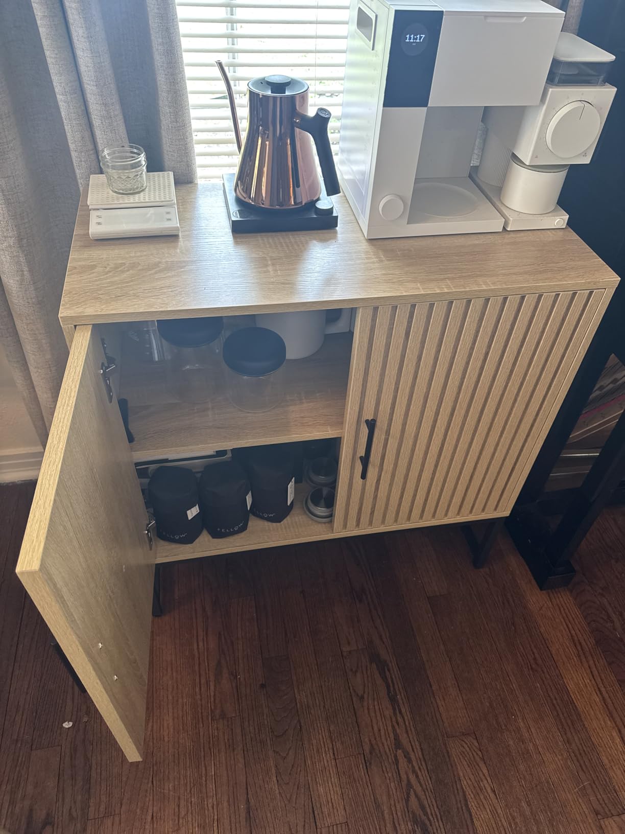 Best Choice Products Slatted Sideboard Buffet Cabinet, Entryway Table, Accent Storage Cabinet, Console Table for Hallway, Living Room, Dining Room - Black customer photo 2