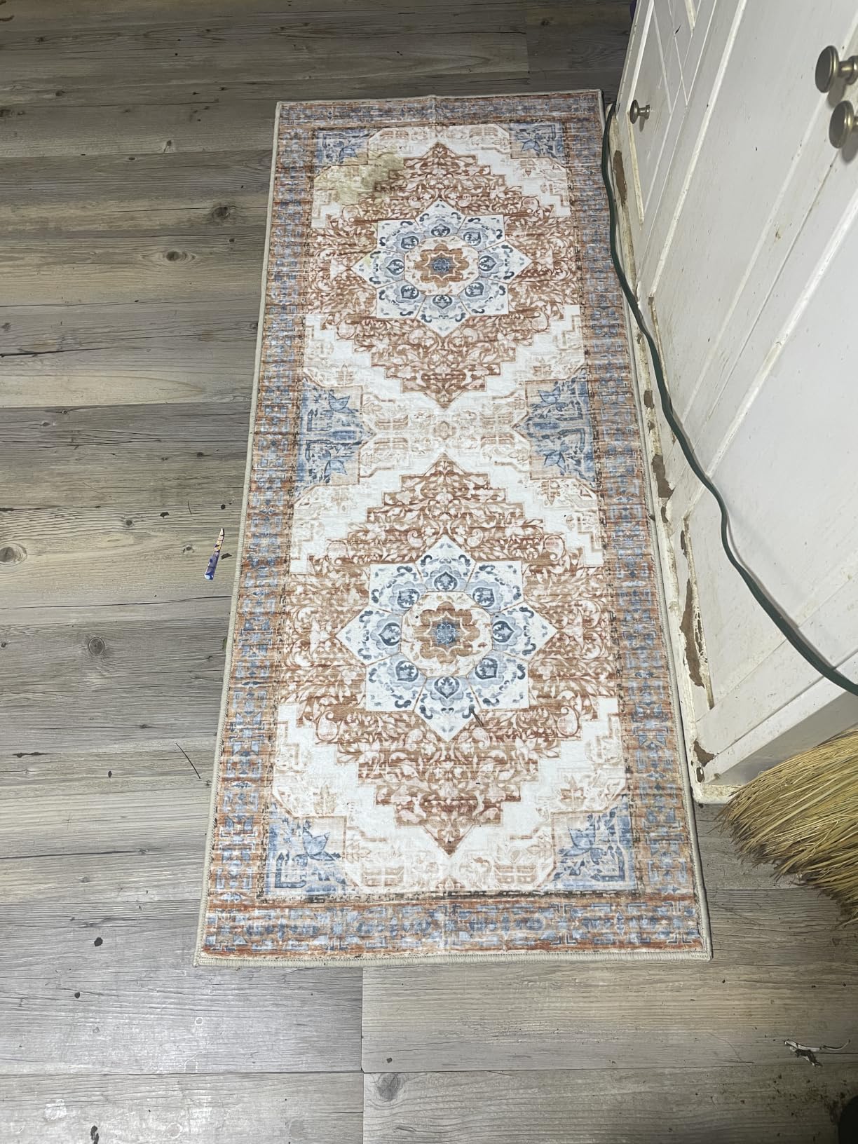 100% Non Slip Kitchen Rugs Sets of 3 Washable Boho Kitchen Mats for Floor Vintage Farmhouse Kitchen Rug Soft Runner Rug for Hallway, Laundry Room, Indoor Entryway, Brown customer photo 2