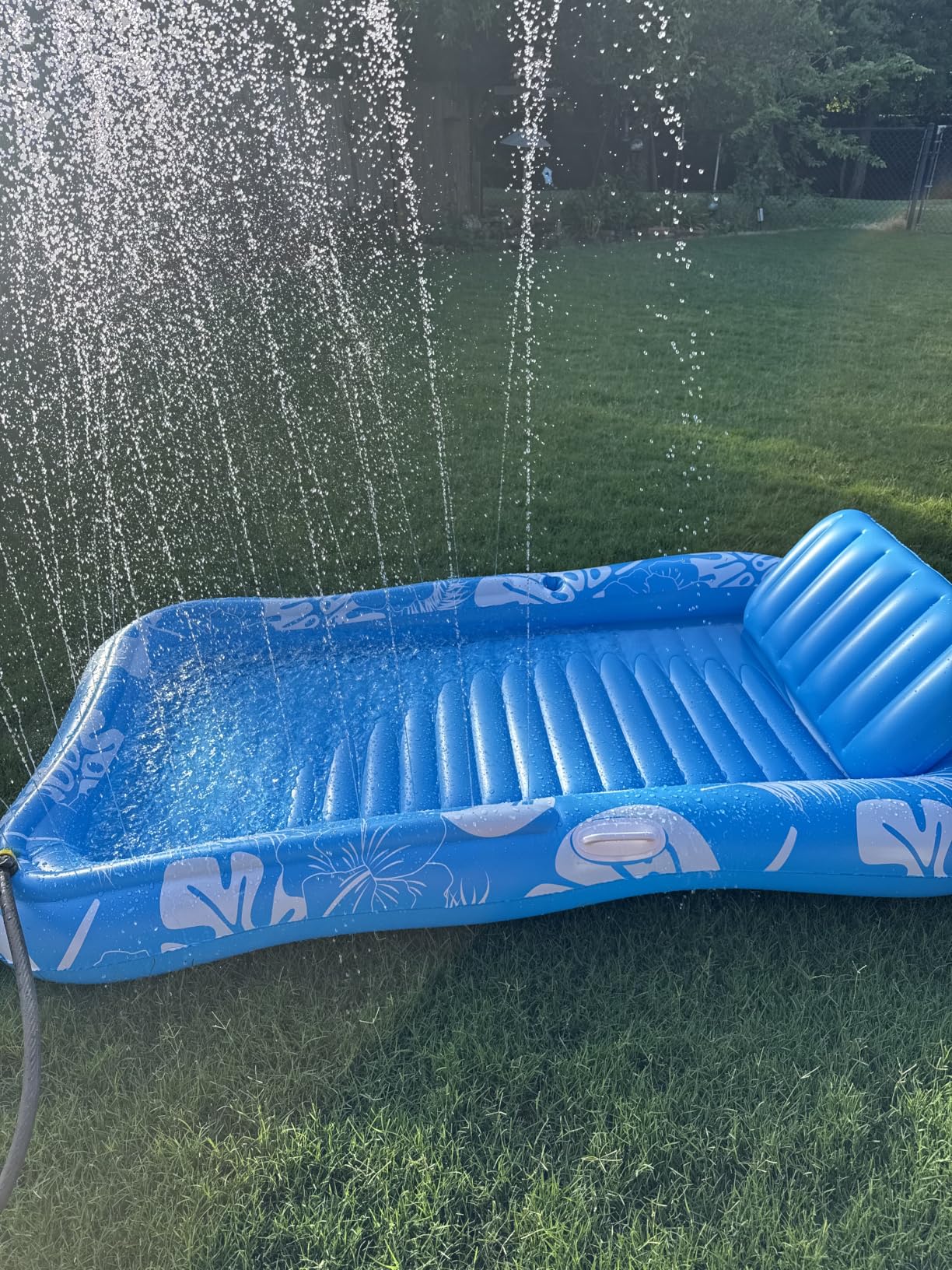 Inflatable Tanning Pool Lounger Float with Sprinkler, 77