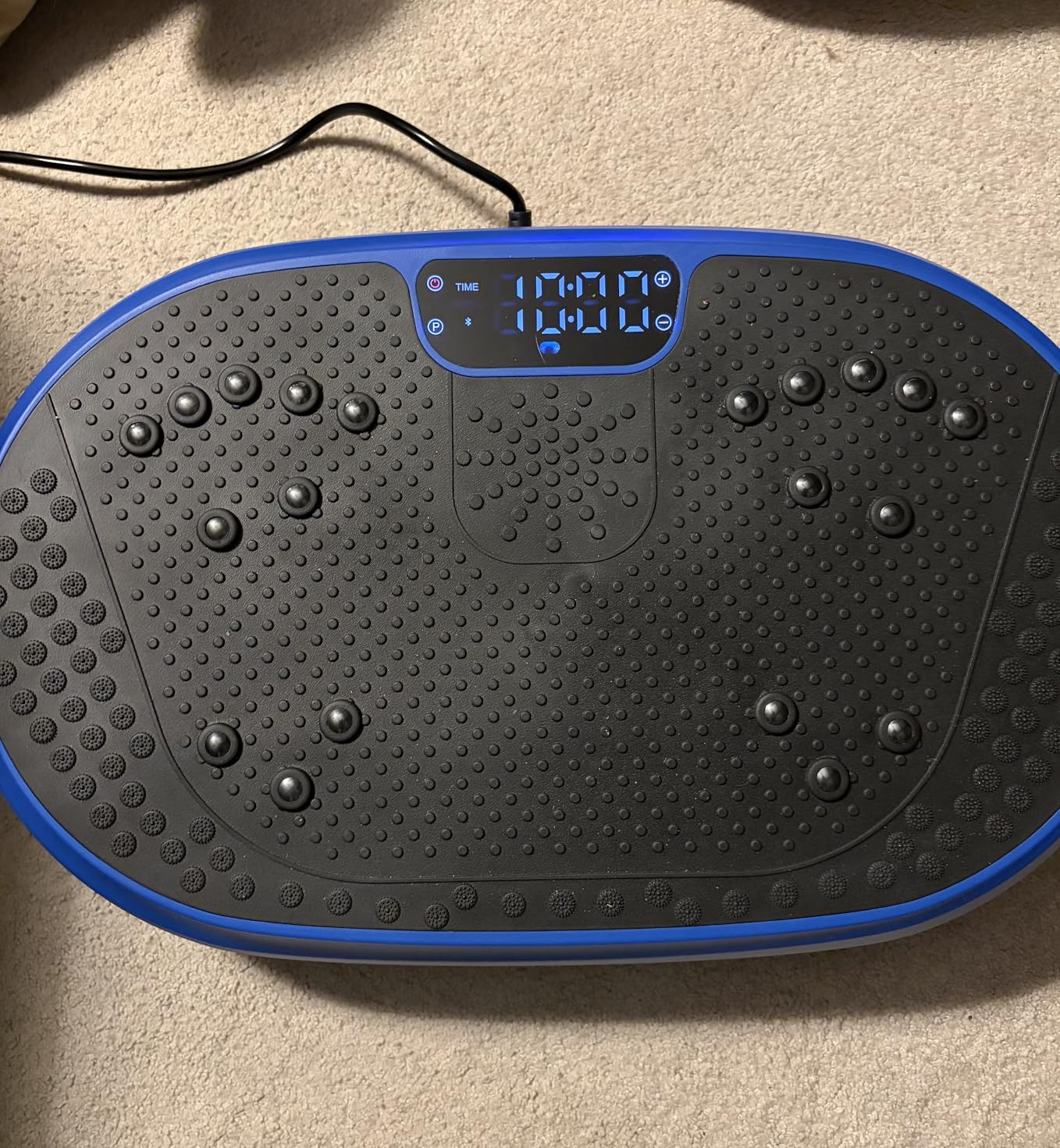 Vibration Plate Exercise Machine, Vibrating Fitness Platform for Lymphatic Drainage, Full Body Shaker Workout Equipment, Bluetooth Power Shaping Vibrate Plate, Board Sport for Home Exercise Gym, Blue customer photo 1