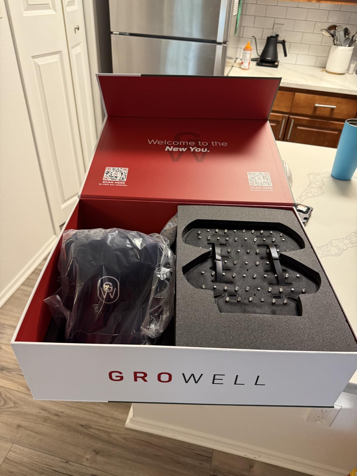 GroWell Red Light Therapy Hair Growth Cap - FDA Cleared Laser Treatment for Hair Regrowth and Reduced Shedding - LED & Laser Red Light Therapy Clinically Proven in Double-Blind Studies -Beige customer photo 1