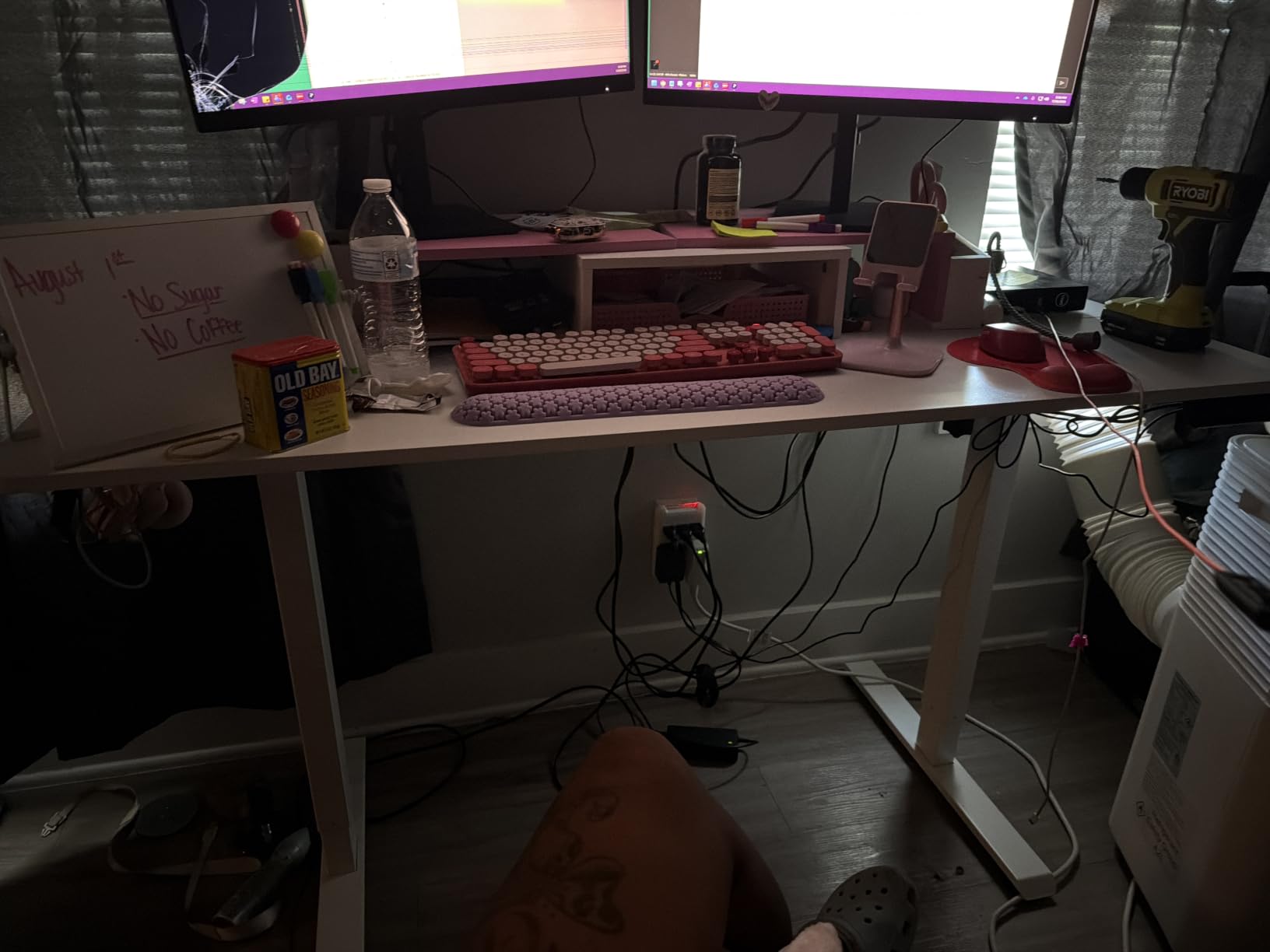 Veken 55 Inch Large Electric Standing Gaming Desk, Heights Adjustable, Sit to Stand Up, Work Home Office Computer Table for Study, Walking Pad, Writing, and Games, Wooden Desktop Desks, Black customer photo 1