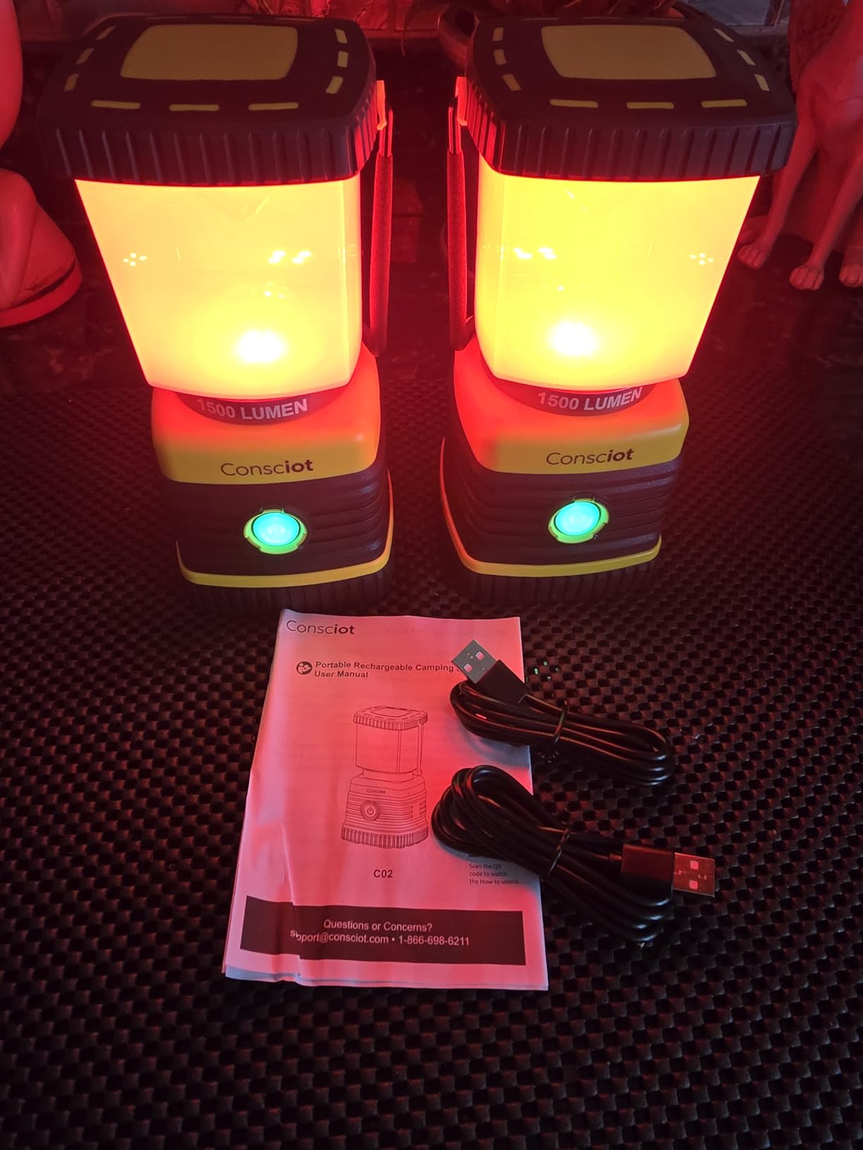 LED Camping Lantern, Consciot C02 USB-C Rechargeable Camping Lights, 1500LM, 5 Light Modes, Up to 100H Run Time, IPX4 Waterproof, Dimmable Tent Lights for Power Outages customer photo 2