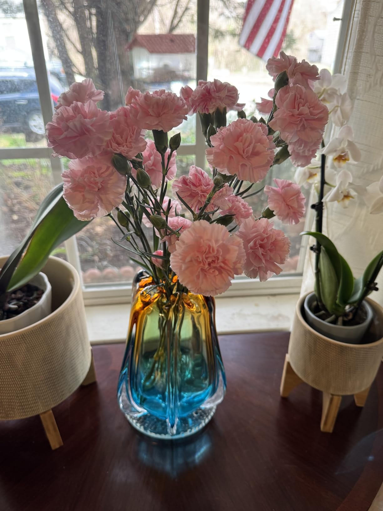 Hand Blown Glass Flower vases, Unique Glass vases, Wide Mouth vases, Small Modern Art Deco Glass vases for Home Living Room, Office, Table centerpieces, Bookshelves and Wedding Decorations customer photo 2