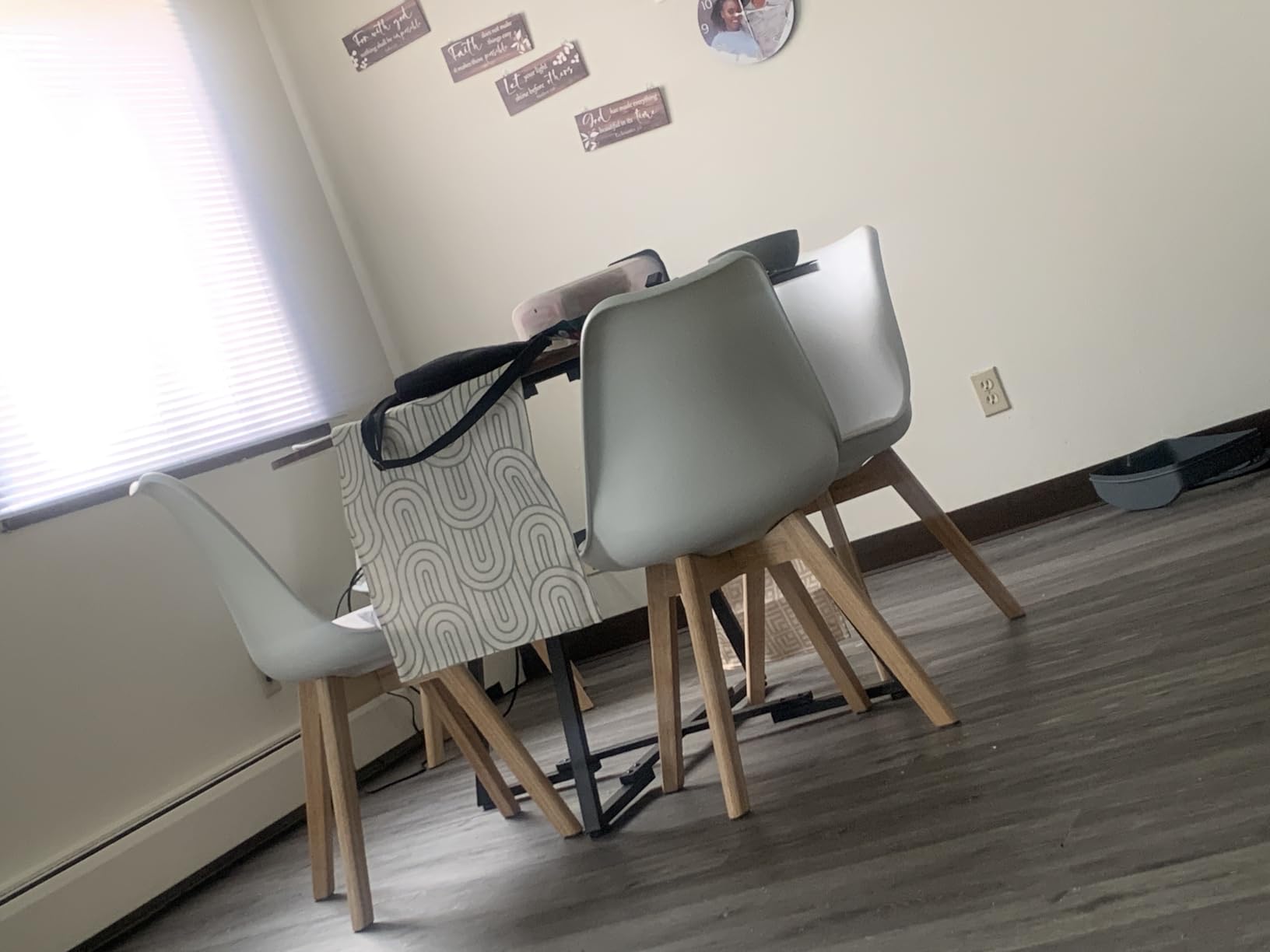 OLIXIS Dining Chairs Set of 8, Kitchen Chairs Wood Legs and PU Leather | Cushion, Upholstered Accent, Armless, Mid-Century Modern, Living Room, Bedroom, Outdoor Lounge, Black customer photo 1