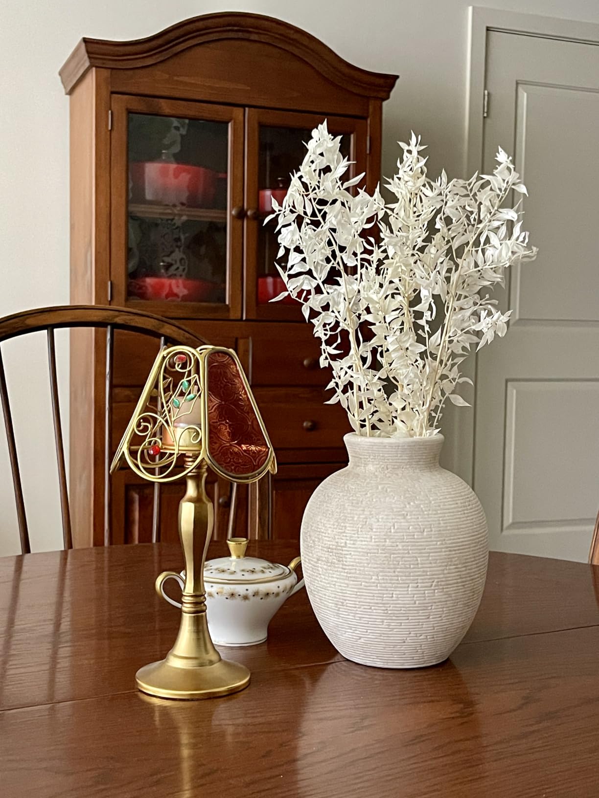 Vanselia Ceramic Flower Vase Home Decor - Large Farmhouse Table Vases Rustic Vintage Living Room Kitchen Bedroom Decorations for House Book Shelf Office Coffee Desk Dining Fireplace (9