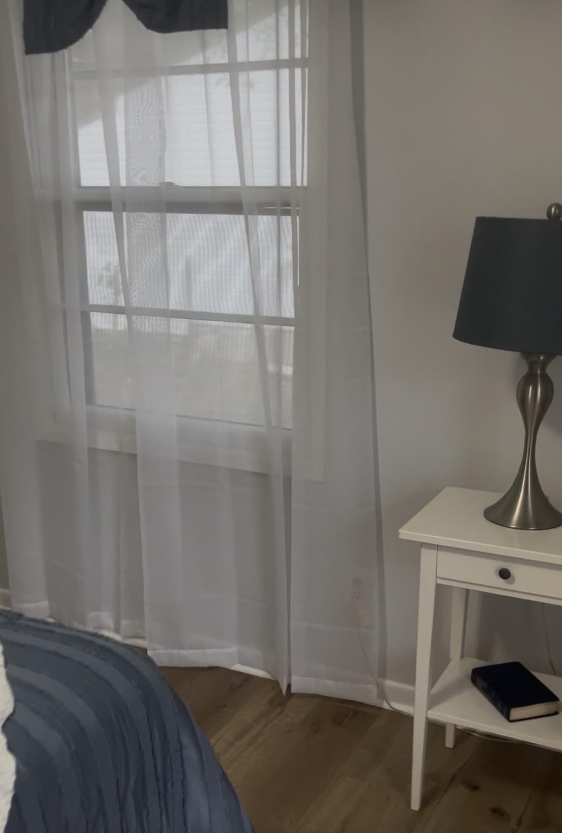 White Sheer Curtains 84 Inches Long 2 Panels Set for Bedroom Living Room, Soft Airy Light Filtering Modern Solid Rod Pocket Drapes Window Treatments customer photo 2