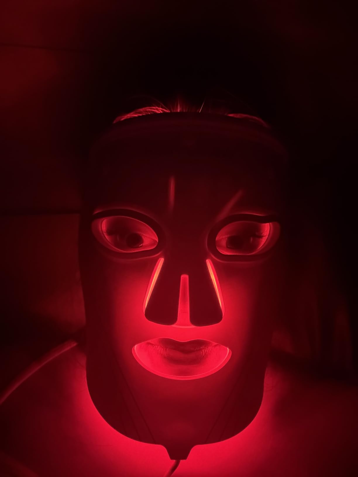Wavytalk Red Light Therapy Mask for Face, Glow Time LED Face Mask Light Therapy for Anti-Fine Line, Acne, Skin Rejuvenation with Red, Near-Infrared Light, Blue and Amber Light Therapy (White) customer photo 2