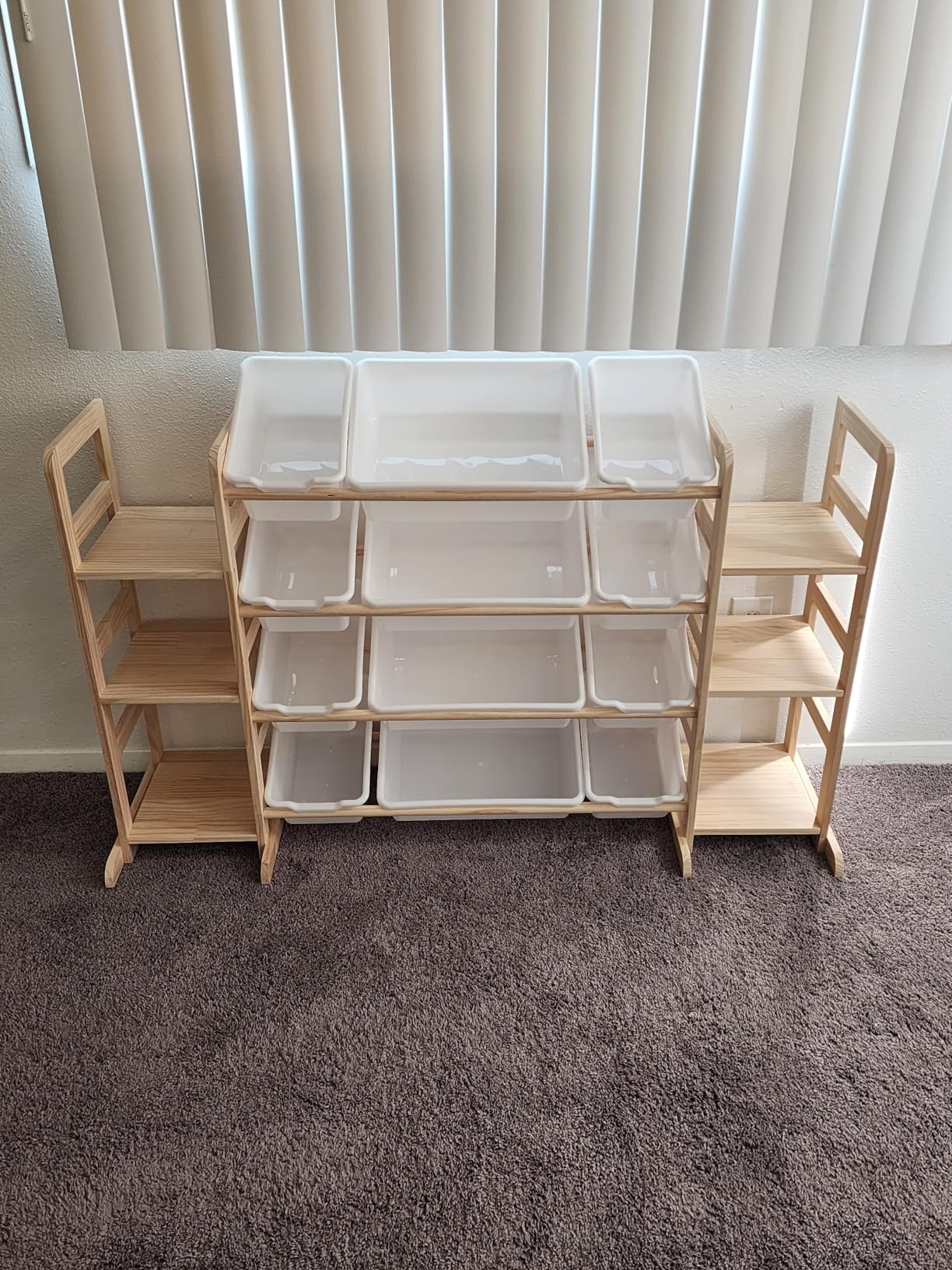 SpaceAid Toy Storage Organizer with 6 Shelves and 12 Bins, Bookshelf/Bookcase, Kids Bin Shelf, Toys Box for Playroom Organization for Bedroom & Room Decor, White, 52.3