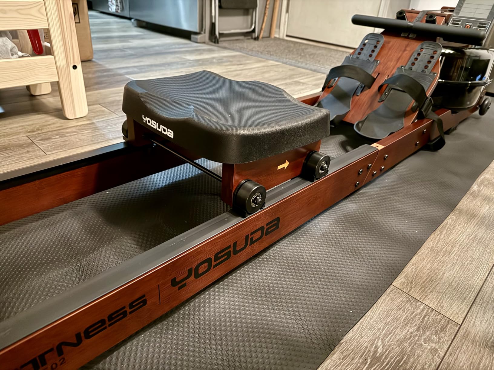 YOSUDA Water Rowing Machines for Home Use - Wooden Foldable Immersive Water Rower Machine 400LBS Weight Capacity with Dedicated Monitor & Bluetooth APP, Large Tank, Comfortable Seat customer photo 1