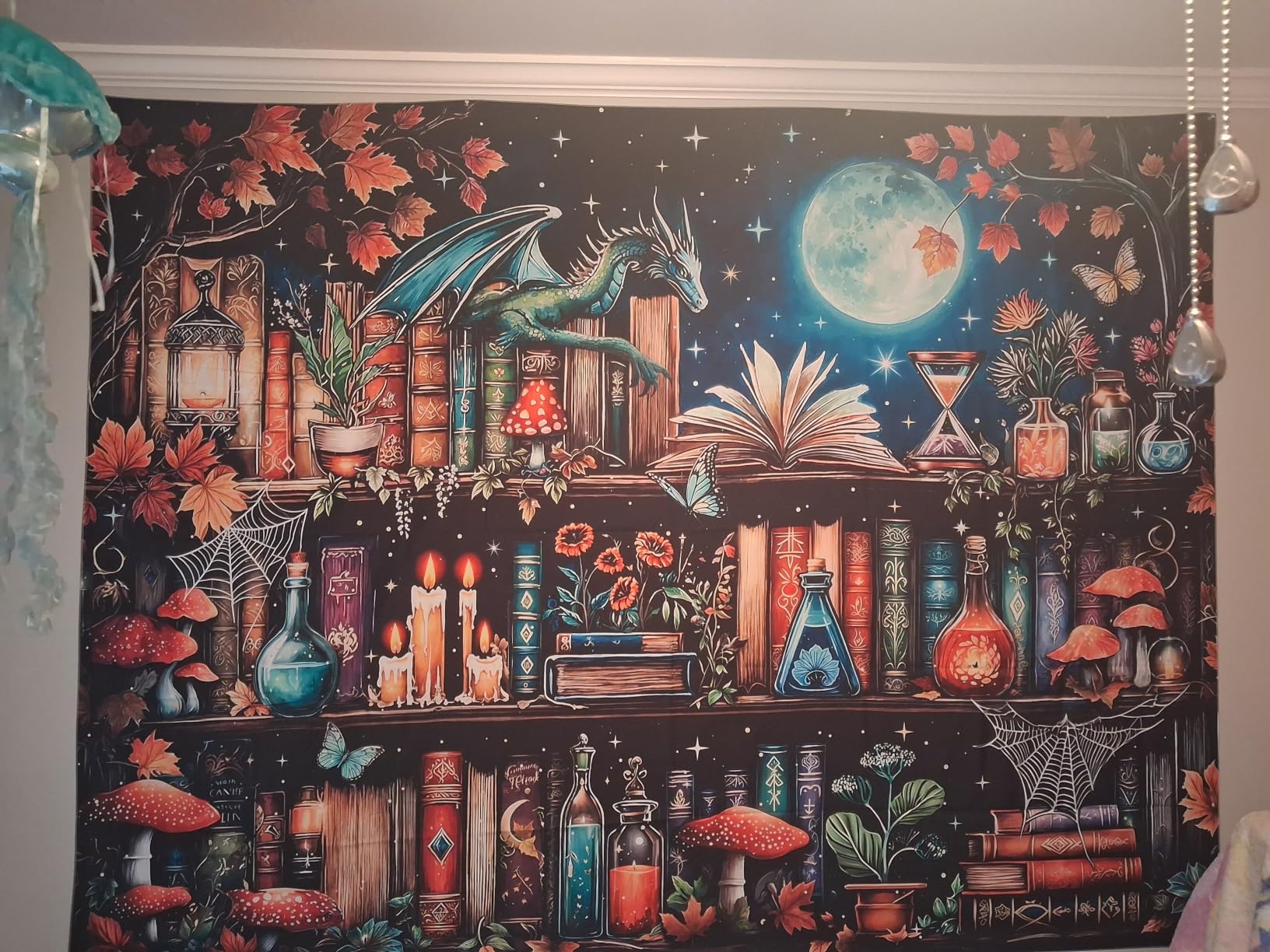 Accnicc Forest Library Tapestry Tree Bookshelf Tapestries Wall Hanging Vintage Fantasy Fairy Treehouse Book Large Tapestry for Bedroom Living Room Dorm Classroom 80 x 60 inch customer photo 1