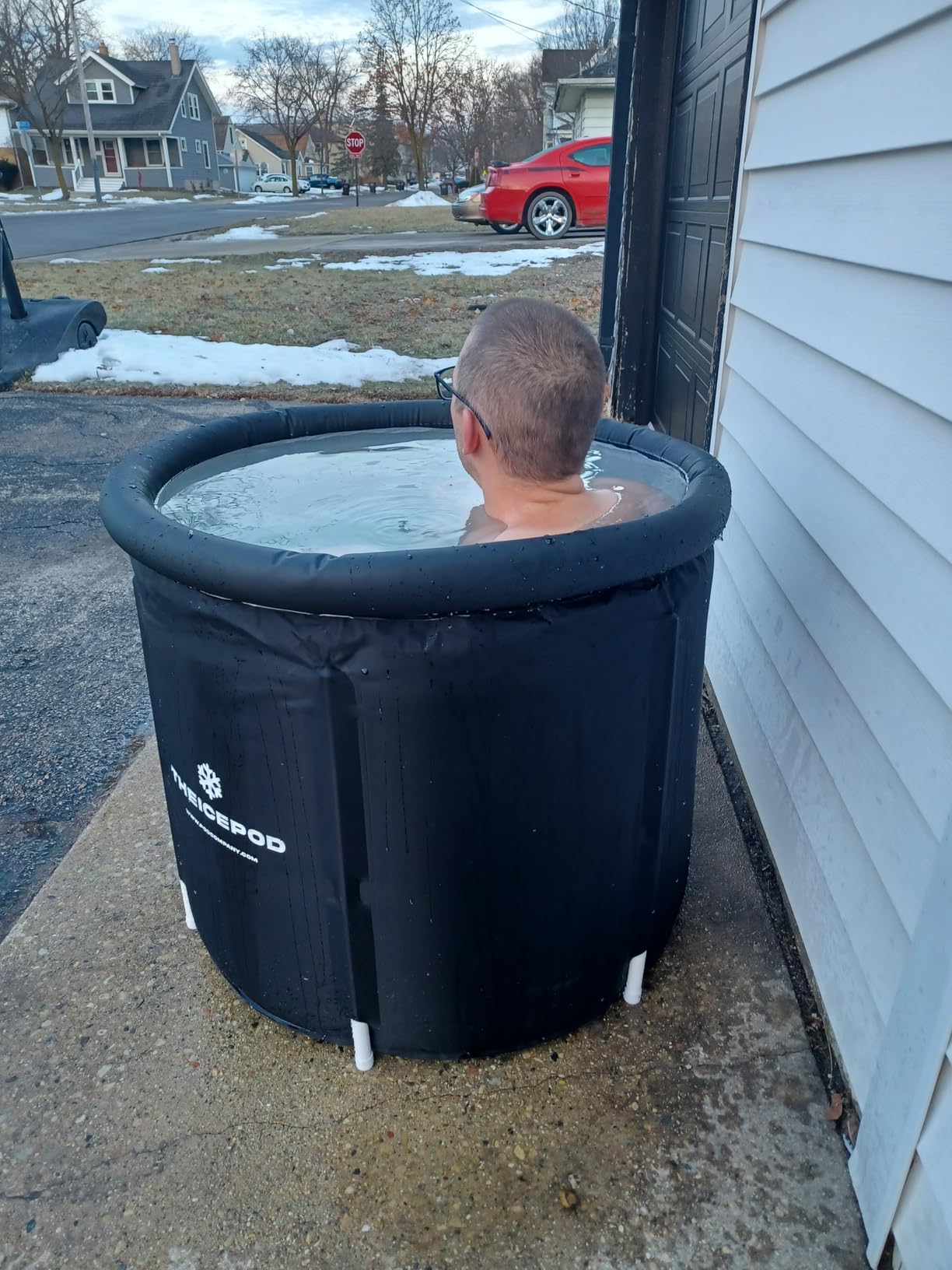 The Pod Company Standard Ice Bath Tub, 84 Gallon Cold Plunge Tub with Cover Lid, Portable Inflatable Ice Plunge Tub for Adults, Side Drain, Chiller Compatible (Requires Conversion Kit) customer photo 2