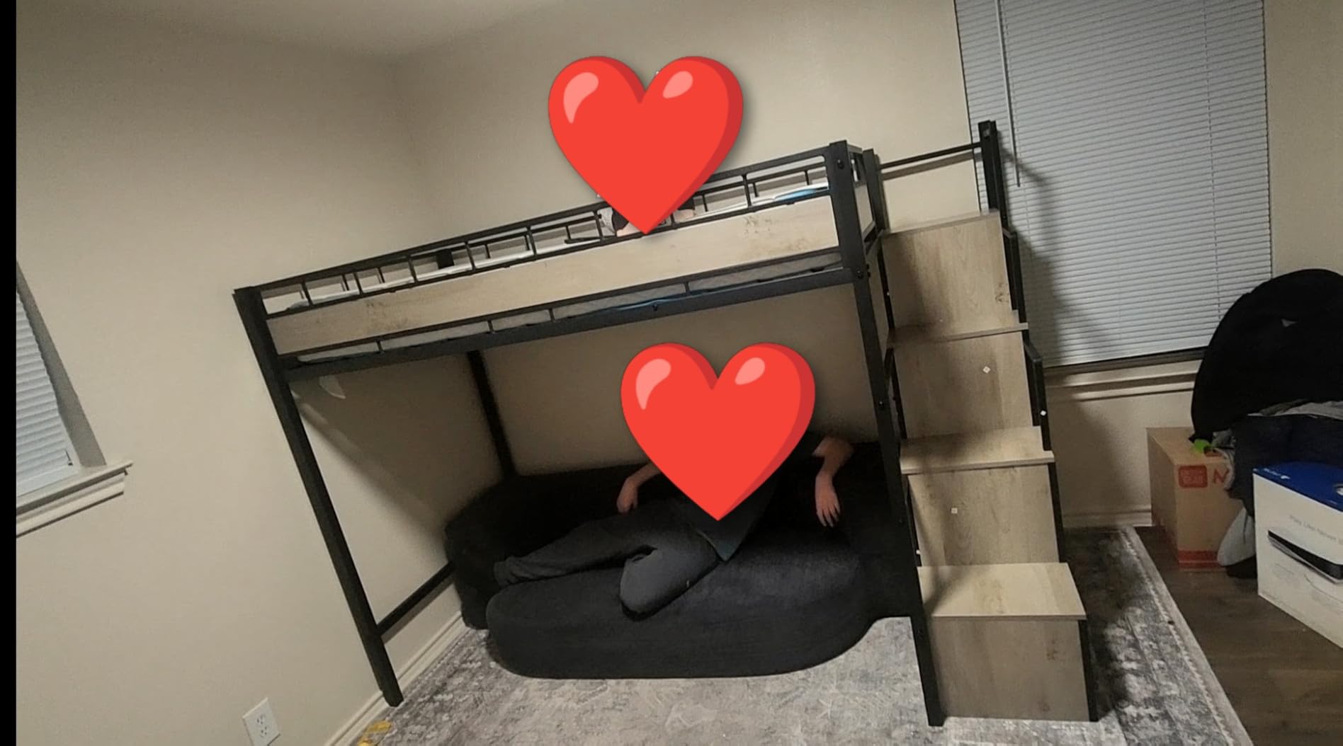 Twin Loft Bed with Stairs, Heavy Duty Metal with Storage, Black - Large Under-Bed Space, Storage Stairs, More Stable and Safe for Teens/Students, Space Saving for Apart/Dorm/Small Room customer photo 1