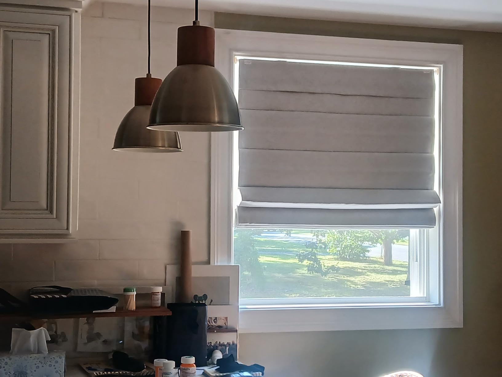 LazBlinds No Drill Roman Shades, Blackout, 35