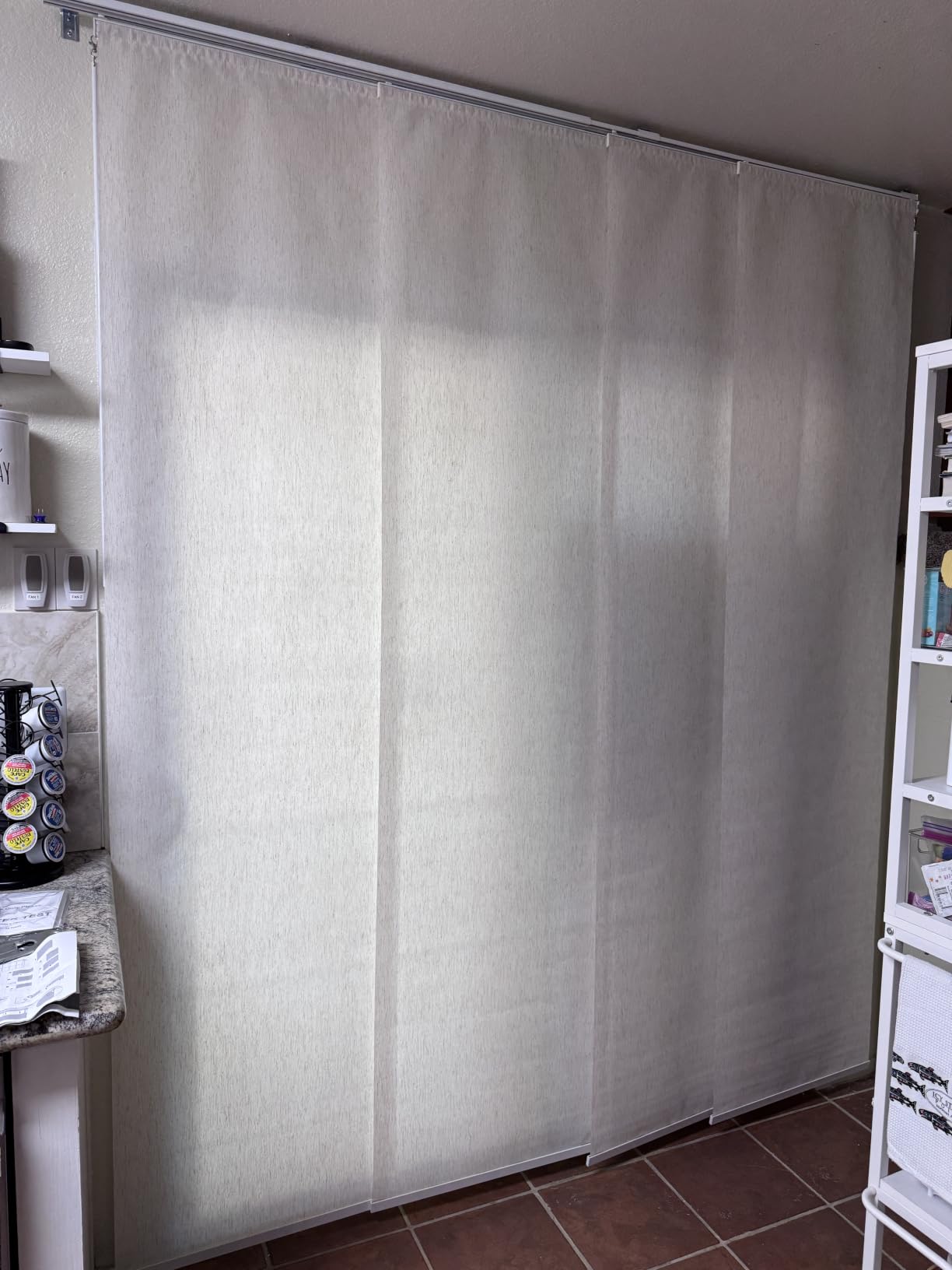 Panel Track Blinds for Sliding Doors, Light Filtering Linen | Extendable Track from 45 3/4