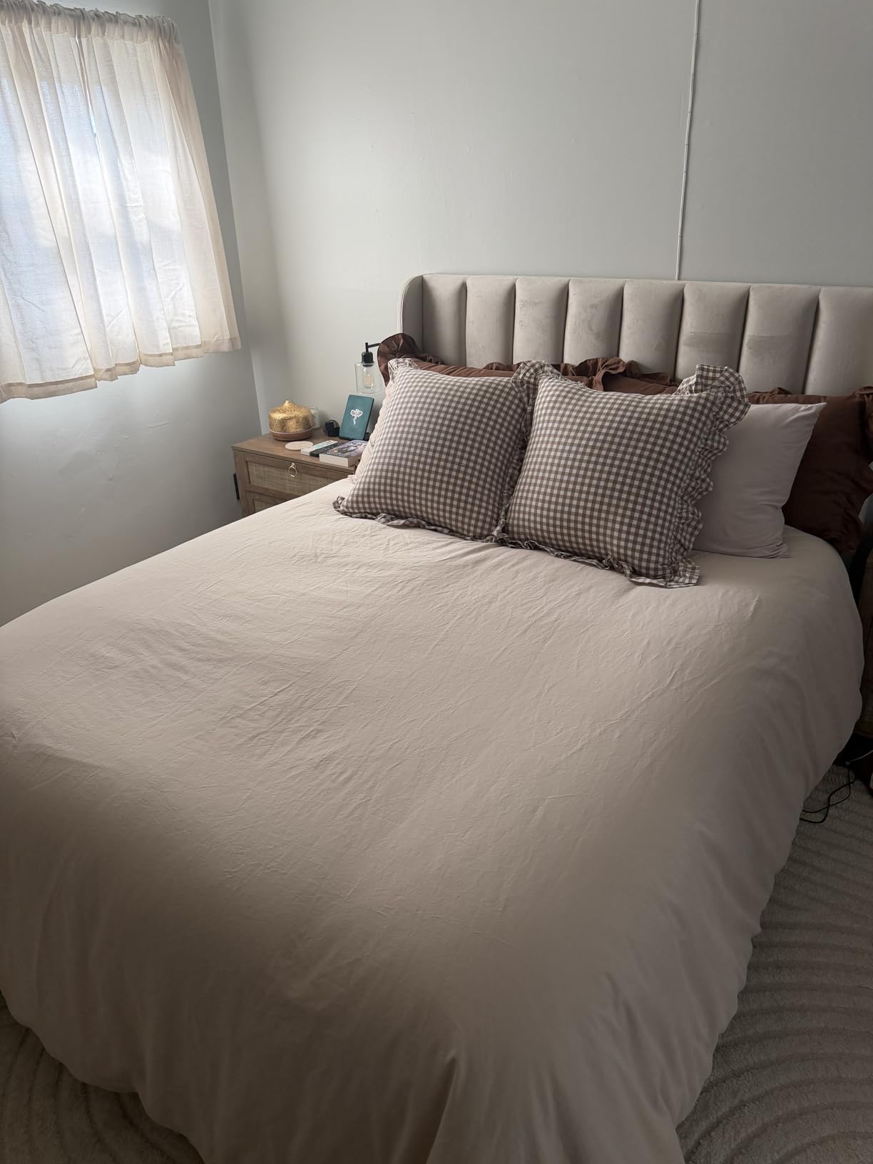Bedsure 100% Organic Cotton King Duvet Cover Set, Ivory, 104