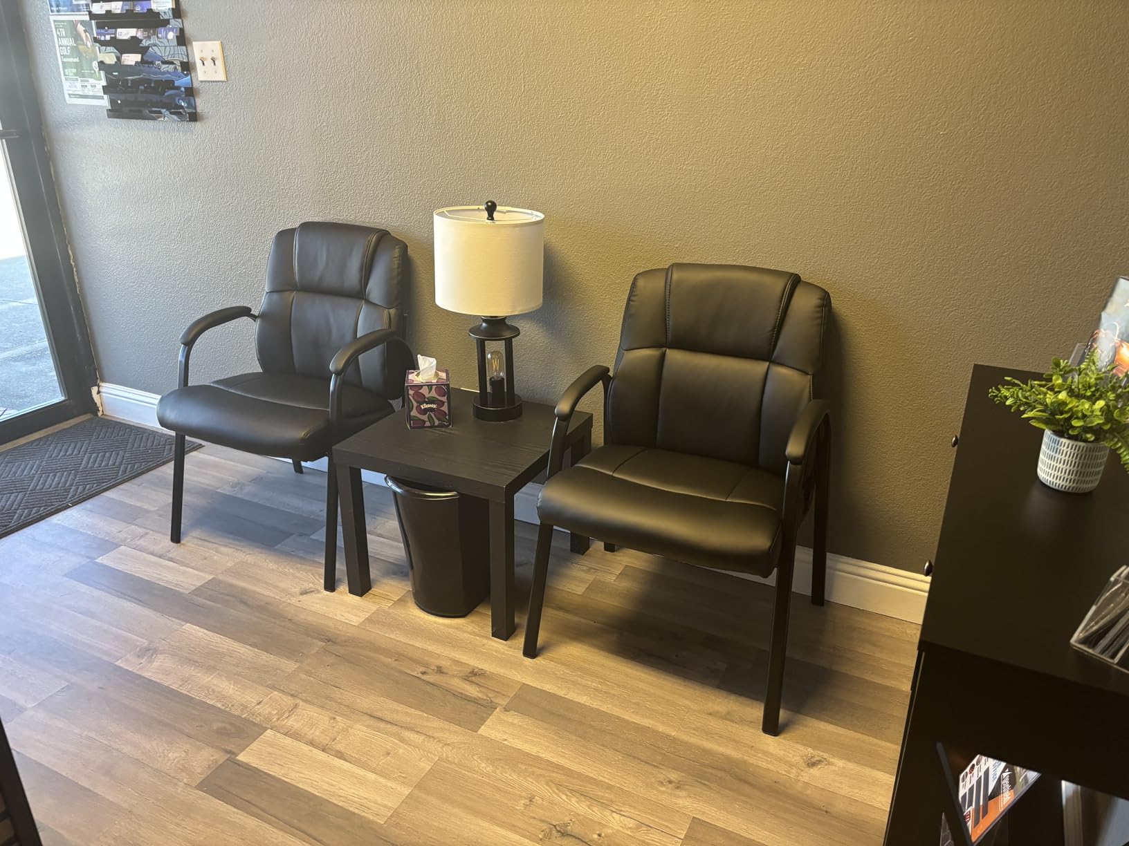 Sweetcrispy Waiting Room Office Guest Chairs Set of 2, PU Leather Big and Tall No Wheels Executive Office Chair with Padded Arms for Reception Conference Room Lobby customer photo 1