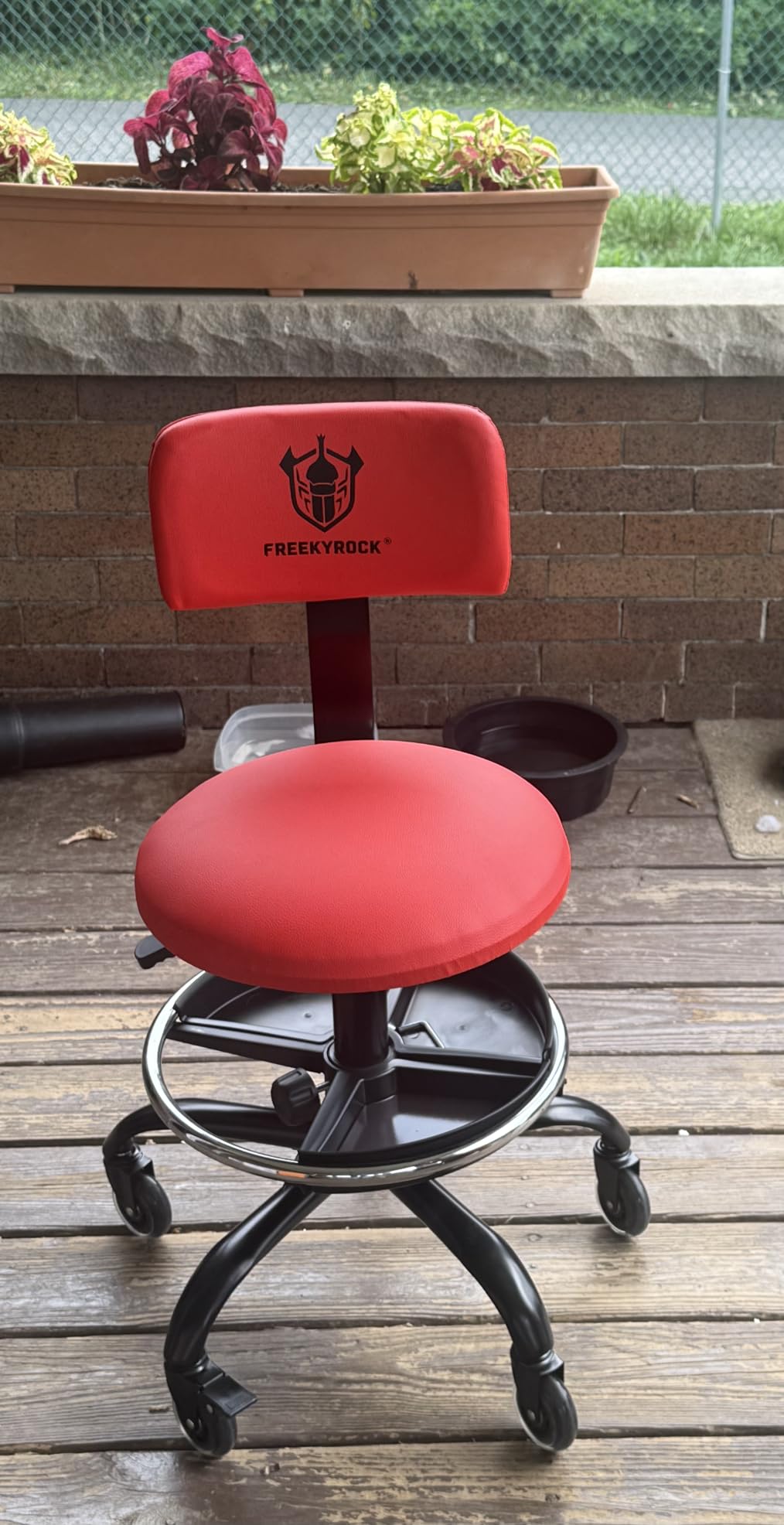 Rolling Shop Stool with Wheels, Garage Mechanic Stool Chair with Backrest, Height Adjustable Heavy Duty Swivel Task Chair, Adjustable Footrest with Storage Tray for Garage Kitchen Salon Tattoo (Black) customer photo 2