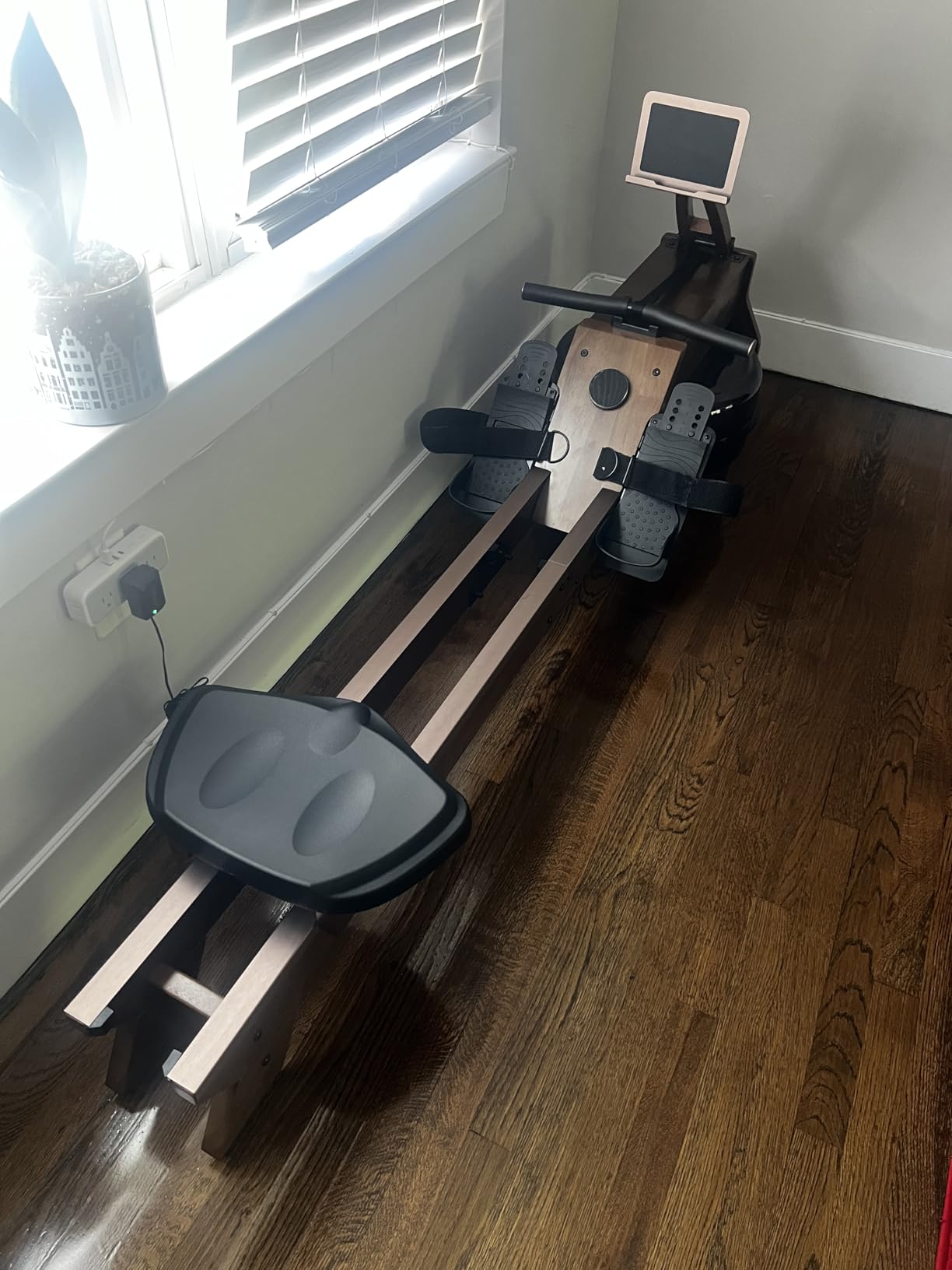 Water Rowing Machine for Home Use, WENOKER Wooden Foldable Rower Machine with Dedicated Monitor & Bluetooth APP, Large Water Tank & Comfortable Seat for Immersive Water Rower, 350LBS Weight Capacity customer photo 2