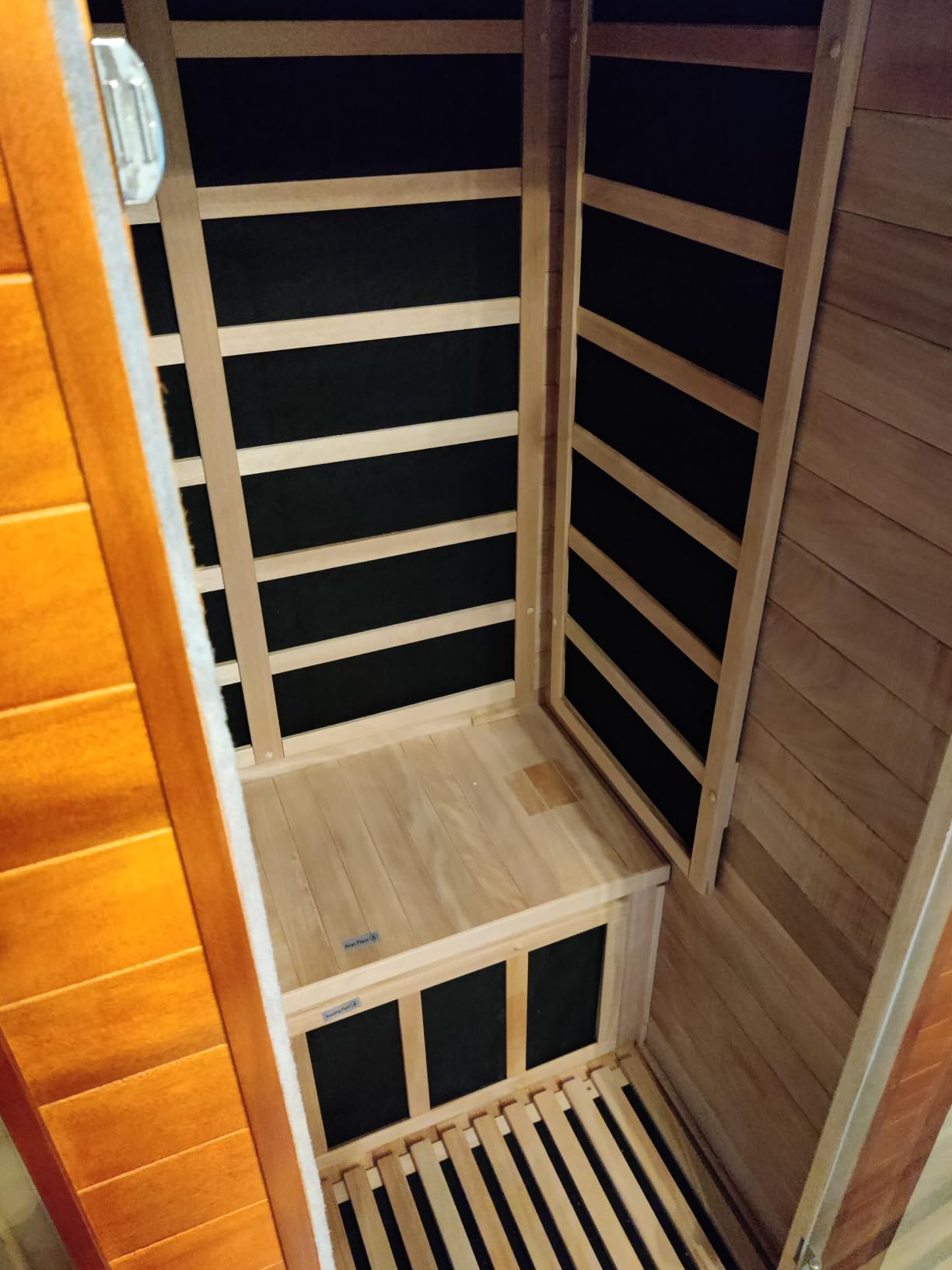 1-2 Person Infrared Sauna, Dry Heat Sauna with Red Light Therapy, Bluetooth, Radio, 7-Color Therapy Light for Home, Indoor, Gym, Wellness Center, 40'' x 36'' x 73'', Brown customer photo 2