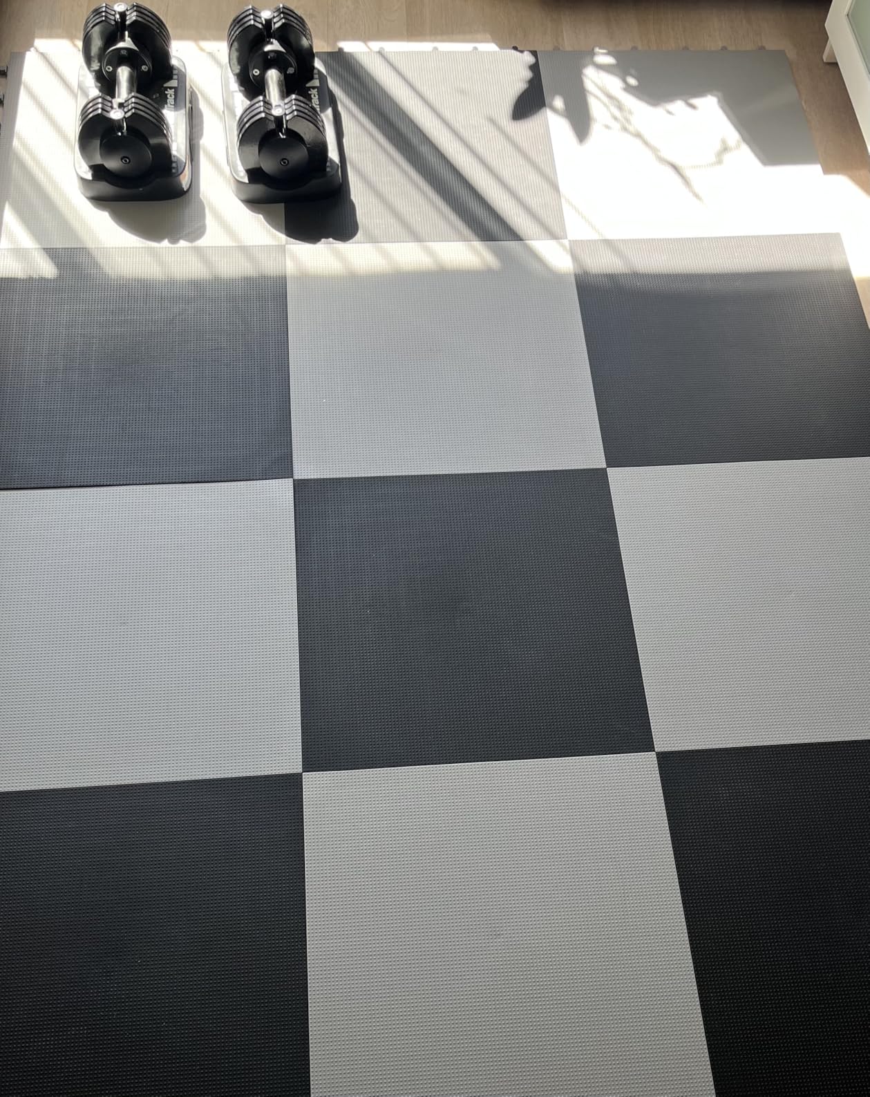 Baselayer Performance Series Interlocking Floor Tiles - Durable ½ in TPE (Rubber Like, NOT Foam, no Odor) - Gym Flooring for Weights & Heavy Equipment - Black, 15 SqFt (6 Pack) - Made in USA customer photo 2